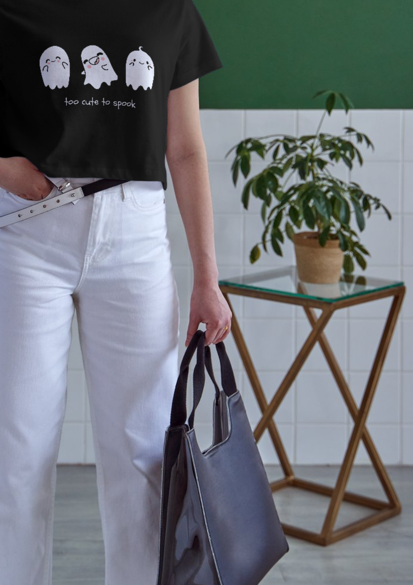 Women Cotton T-Shirt - Too cute to Spook