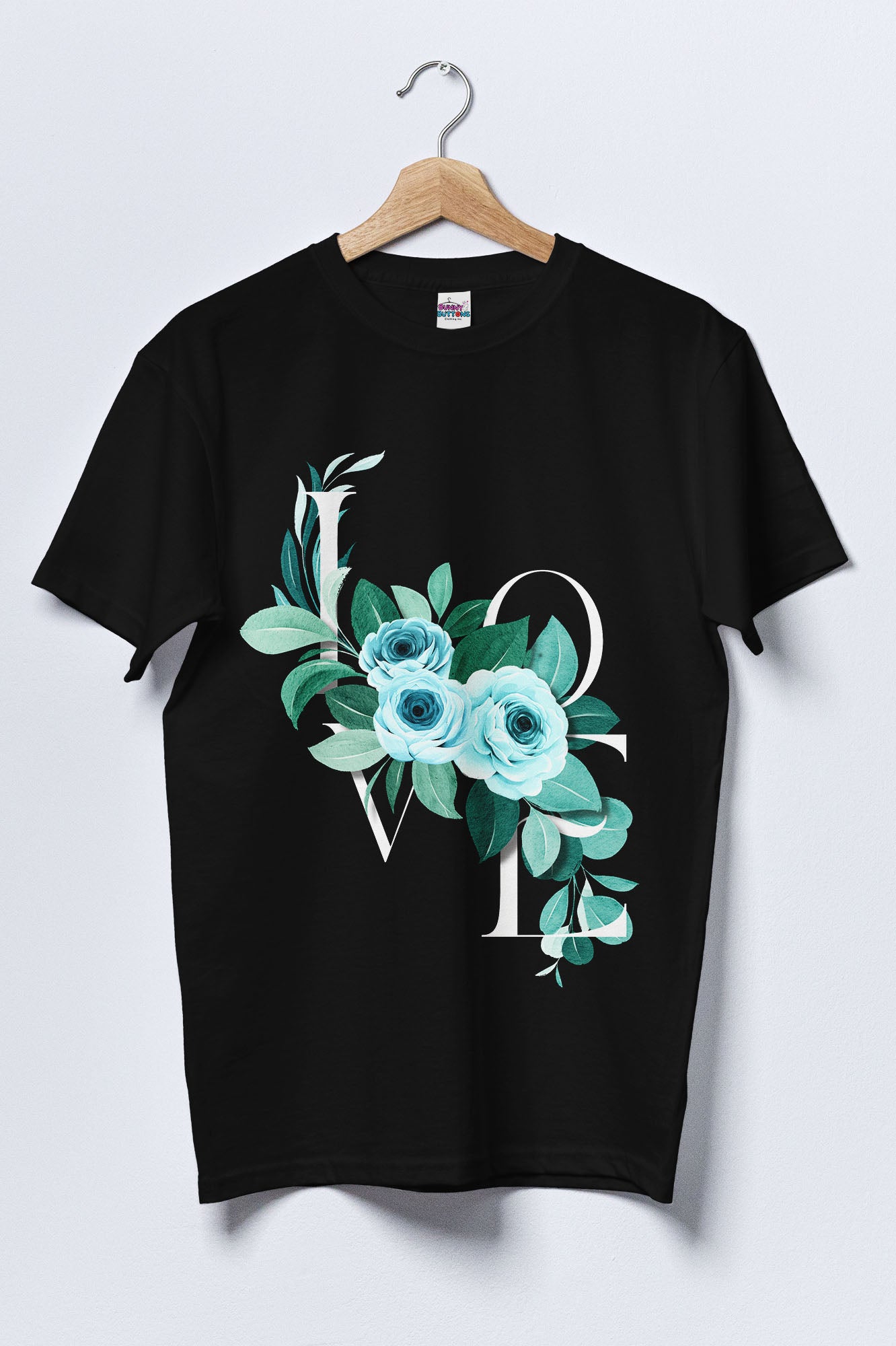 Women Cotton T-Shirt - LOVE Vintage Rose