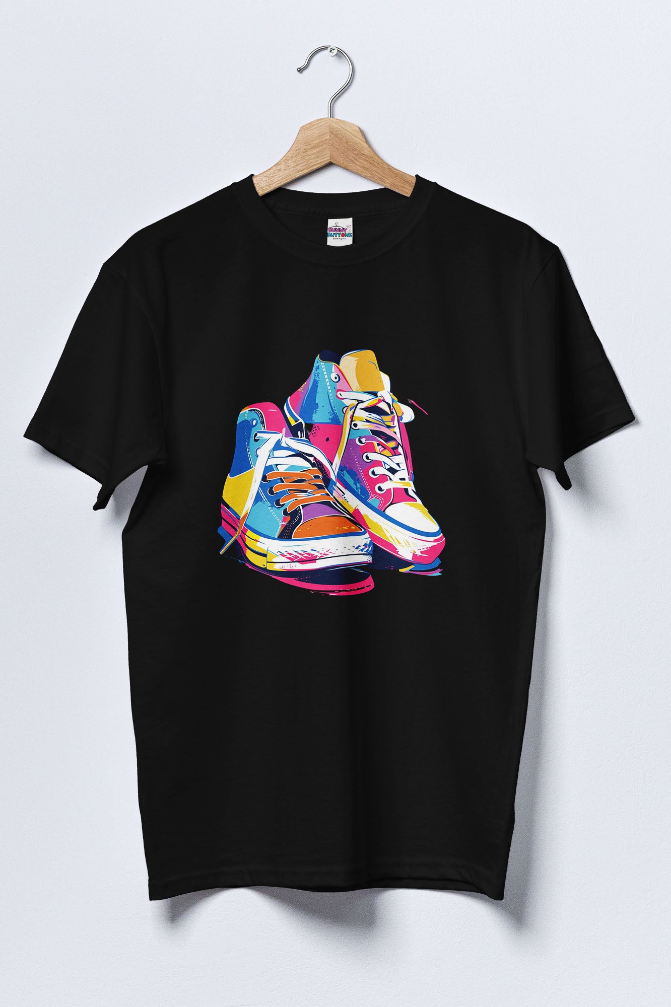 Women Cotton T-Shirt - Sneakers Colourful