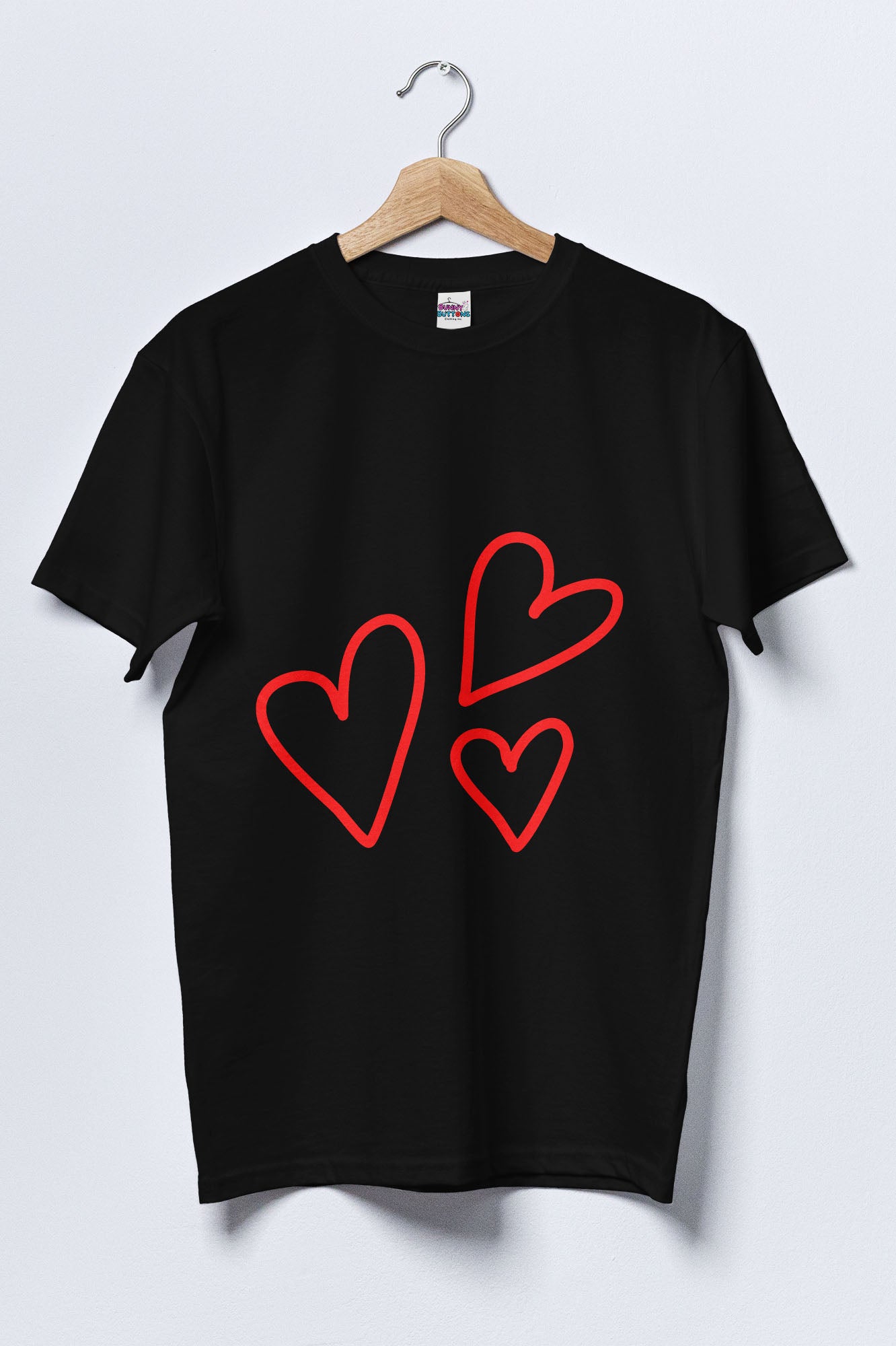Women Cotton T-Shirt - Red Hearts