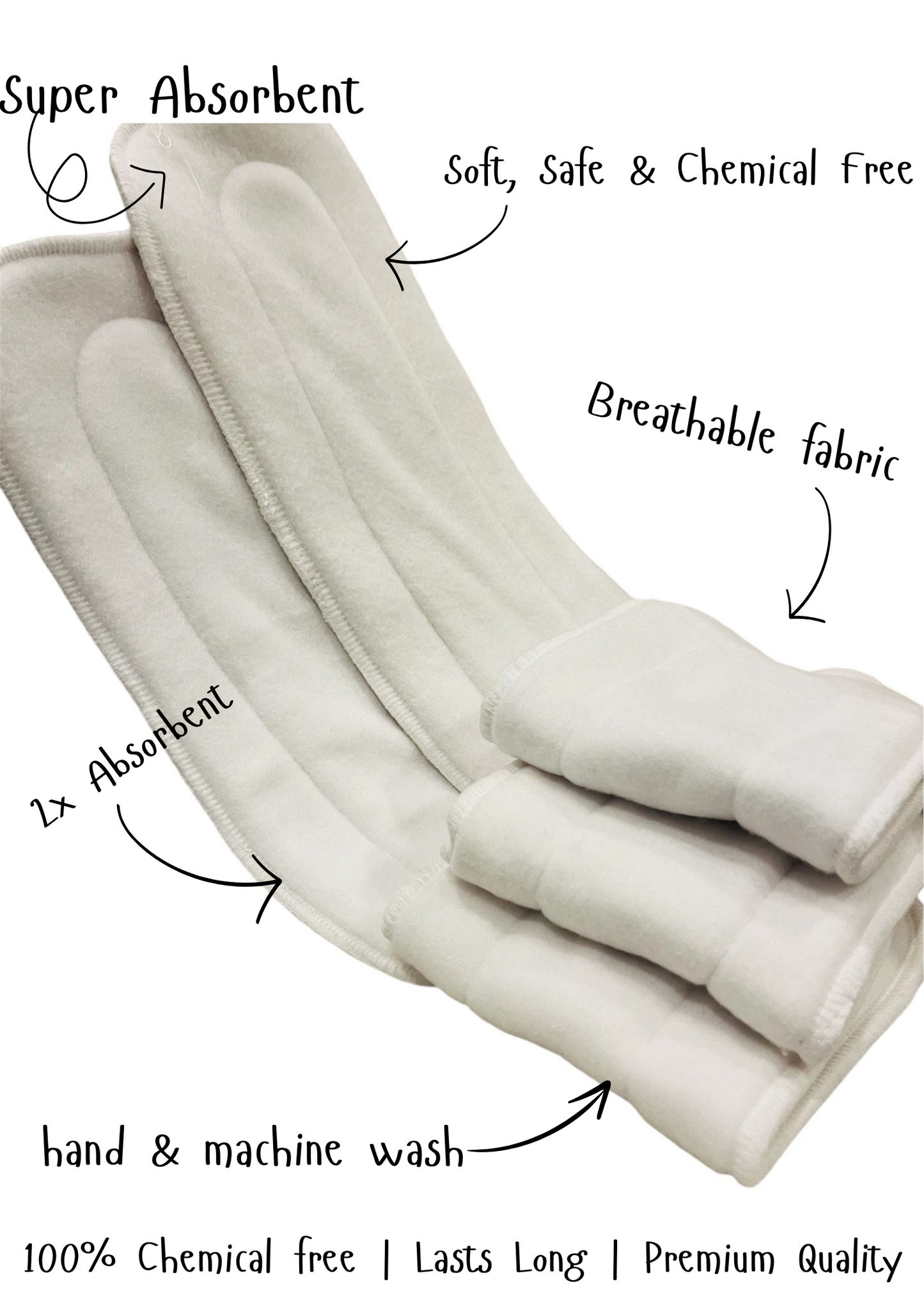 Reusable Diaper - White Polka Dots | Comes with 1 Reusable Pad | (0 Months to 36 Months)