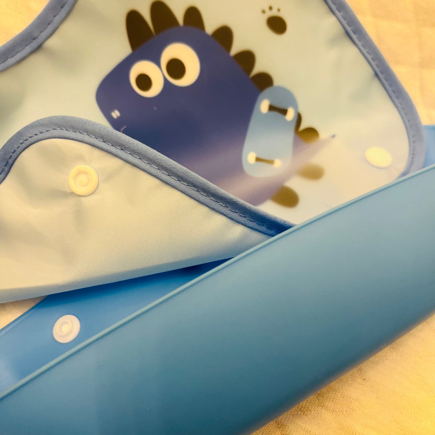 Cotton Washable Baby Bibs | With Spill Tray | Waterproof Layer | Easy wear Buttons