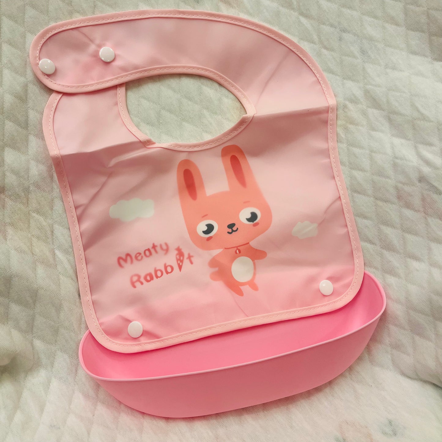 Cotton Washable Baby Bibs | With Spill Tray | Waterproof Layer | Easy wear Buttons