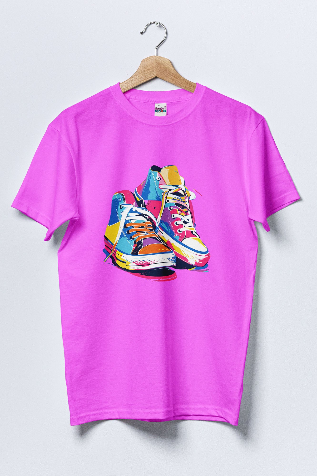 Women Cotton T-Shirt - Sneakers Colourful
