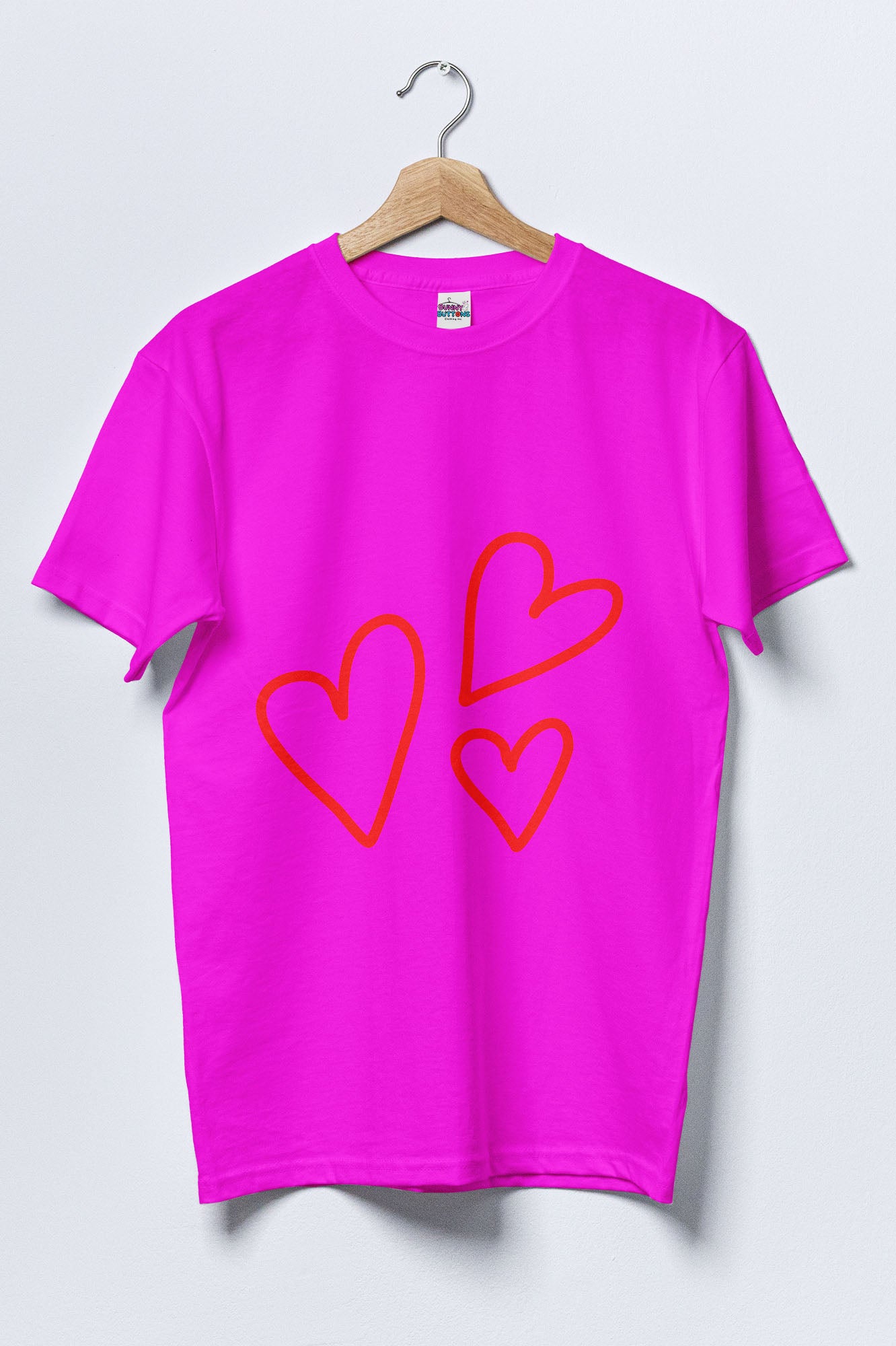 Women Cotton T-Shirt - Red Hearts