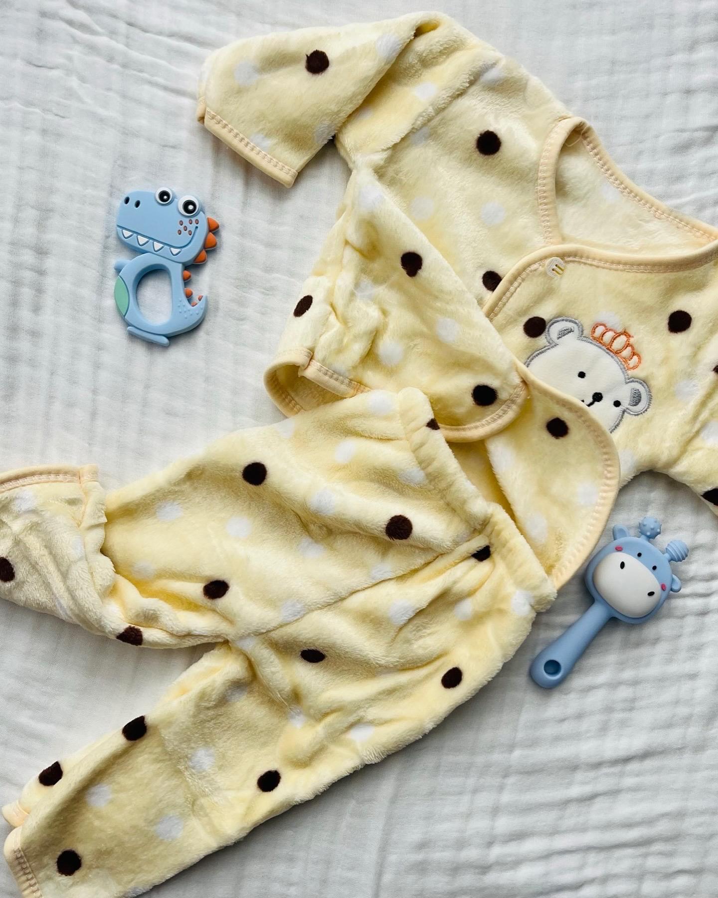 Soft Full Suit | Full Sleeve with Full Pants - Winter Suit | Yellow Polka | 3 Months - 15 Months