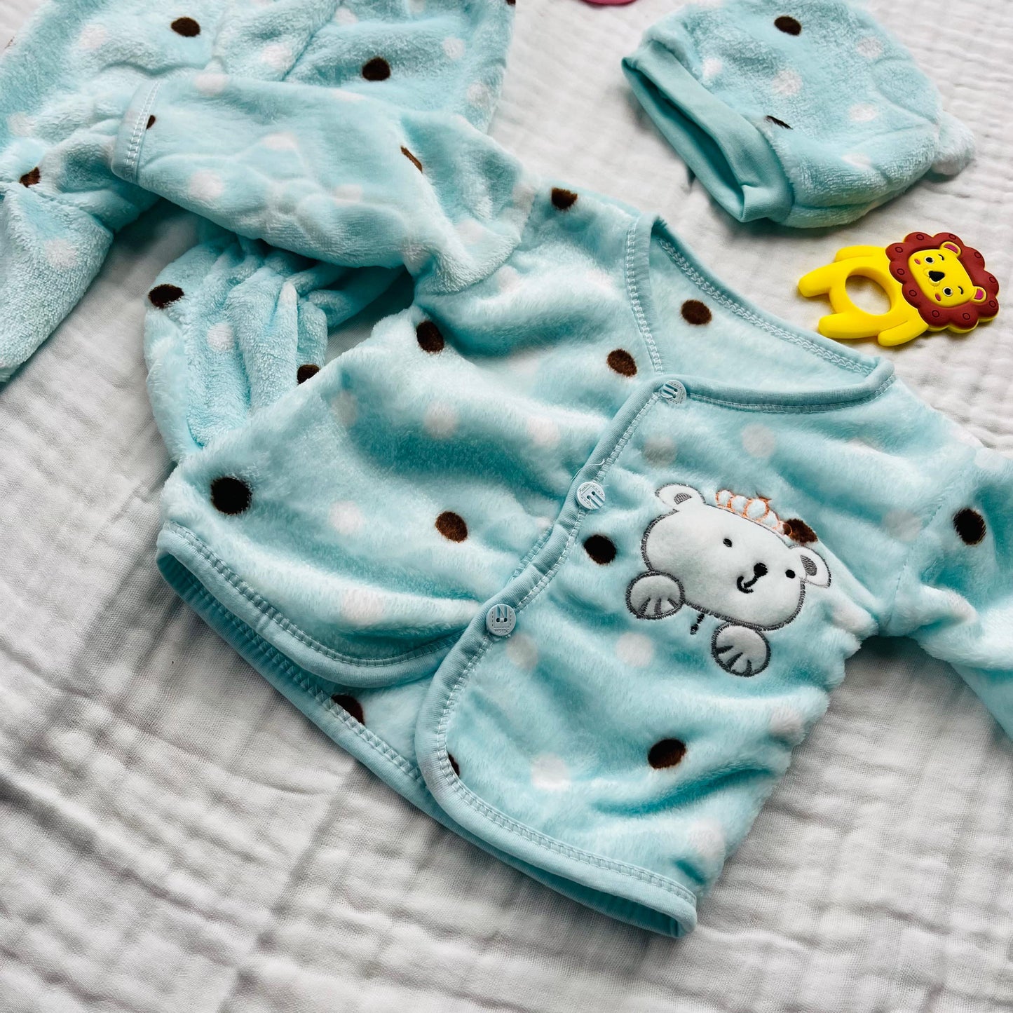 Soft Full Suit | 5 Piece Full Set | Winter Suit | Mint Polka | 3 Months - 15 Months