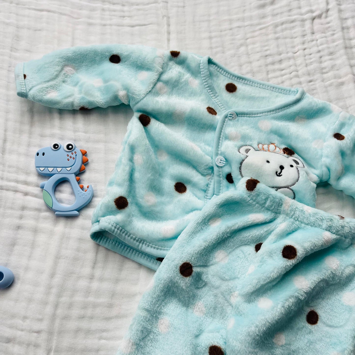 Soft Full Suit | 5 Piece Full Set | Winter Suit | Mint Polka | 3 Months - 15 Months