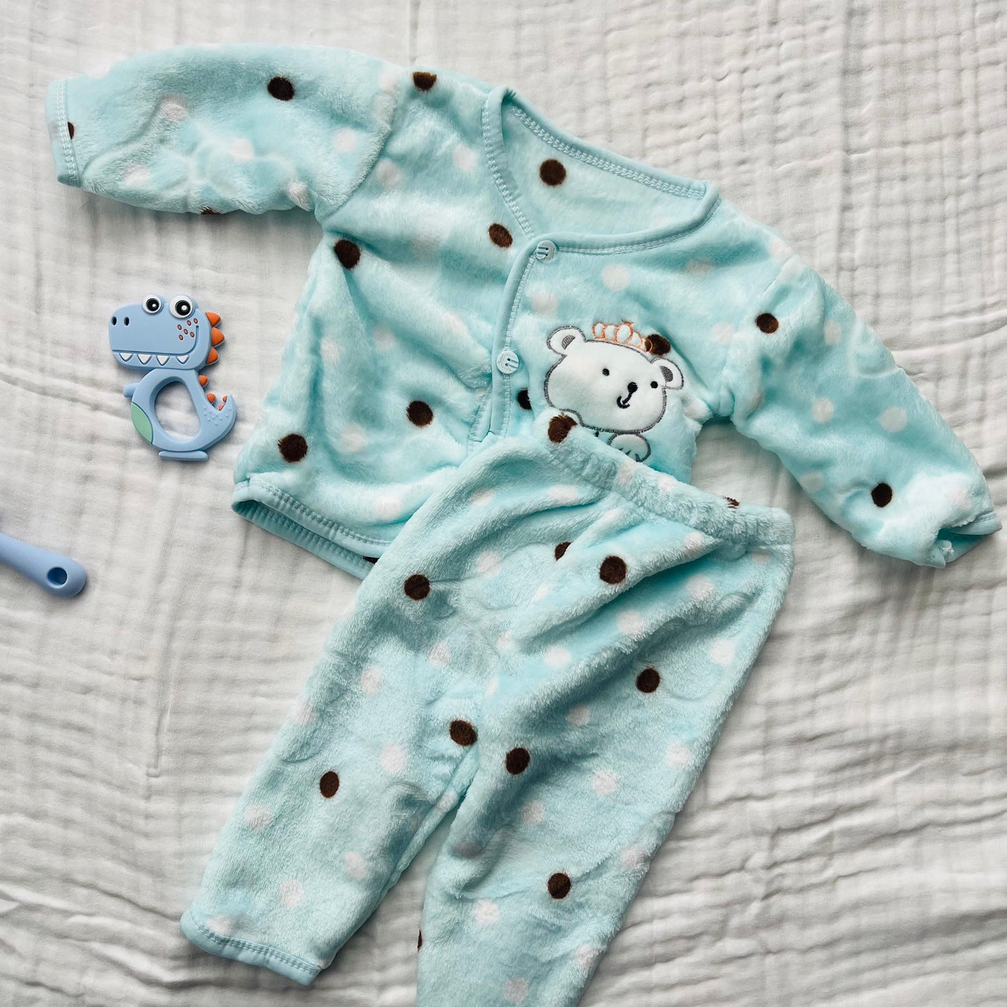 Soft Full Suit | 5 Piece Full Set | Winter Suit | Mint Polka | 3 Months - 15 Months