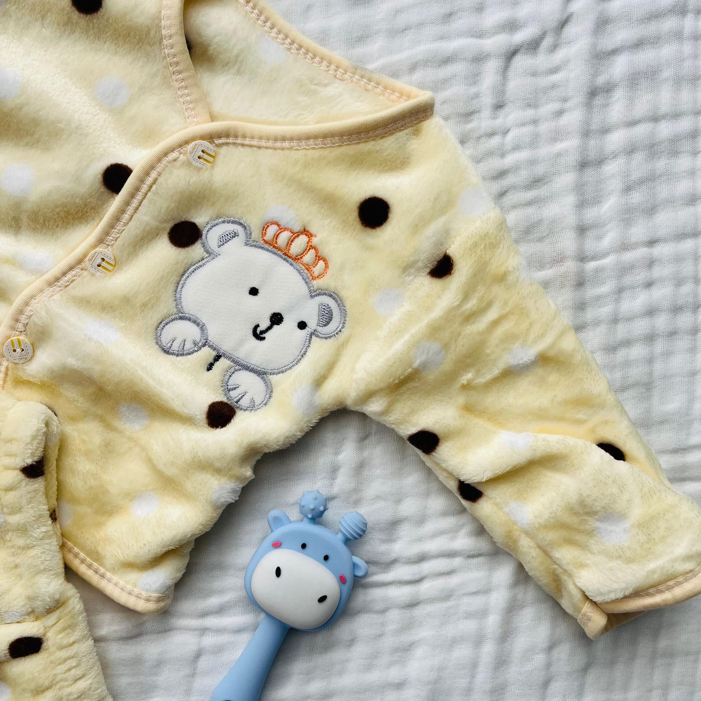 Soft Full Suit | Full Sleeve with Full Pants - Winter Suit | Yellow Polka | 3 Months - 15 Months