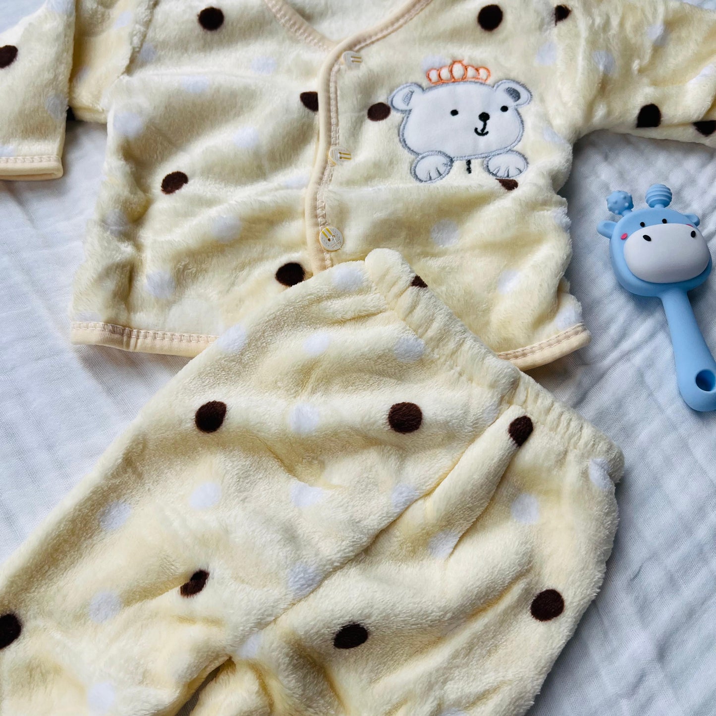 Soft Full Suit | Full Sleeve with Full Pants - Winter Suit | Yellow Polka | 3 Months - 15 Months