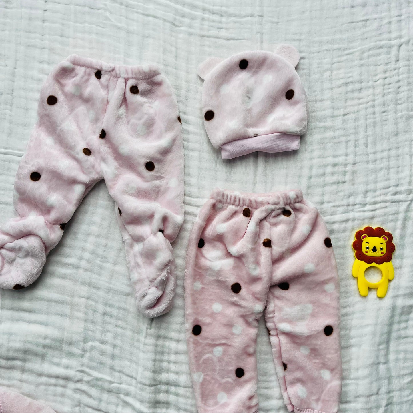 Soft Full Suit | 5 Piece Full Set | Winter Suit | Pink Polka | 3 Months - 15 Months