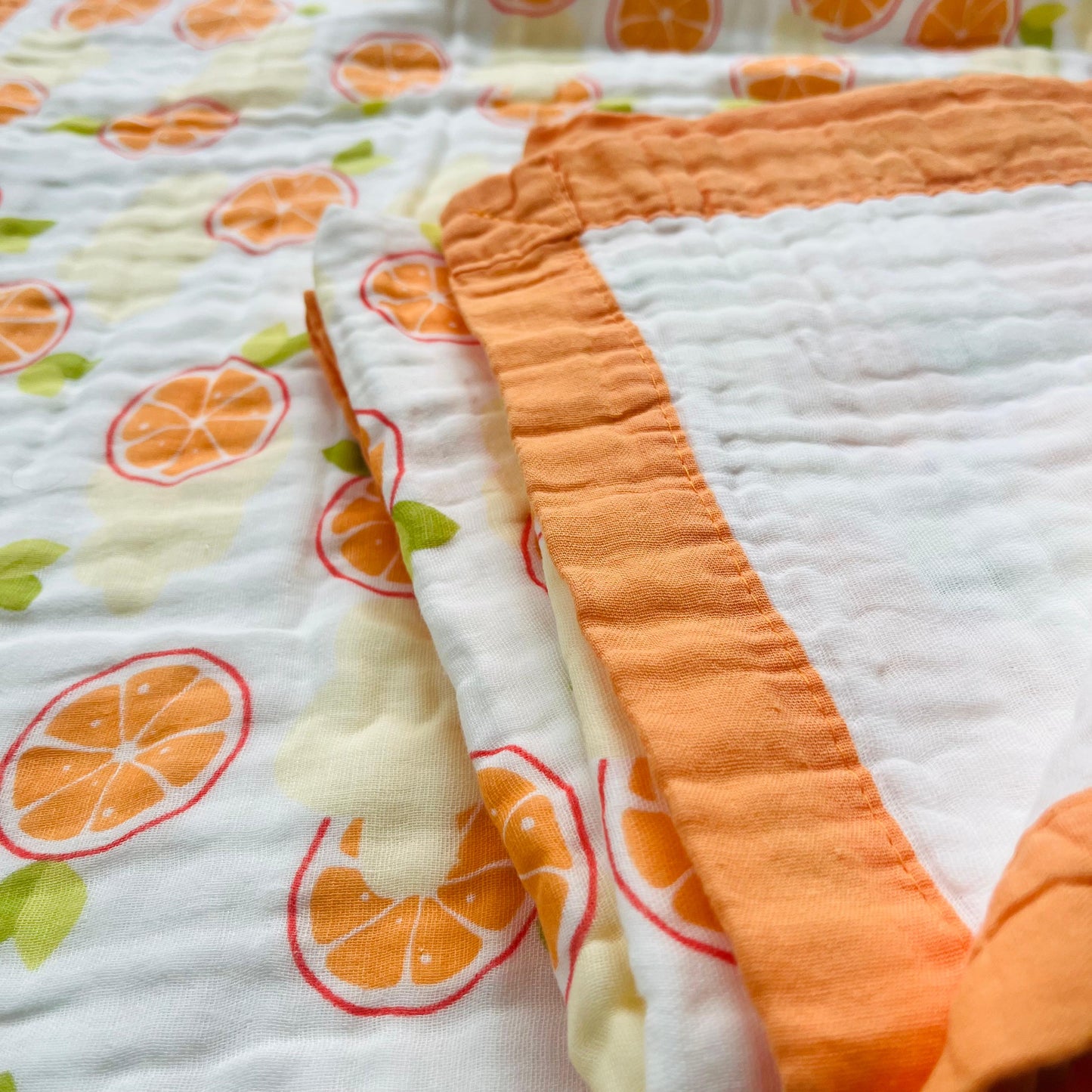 Baby Blanket | Organic Muslin Cotton - 6 -Layered | Orange