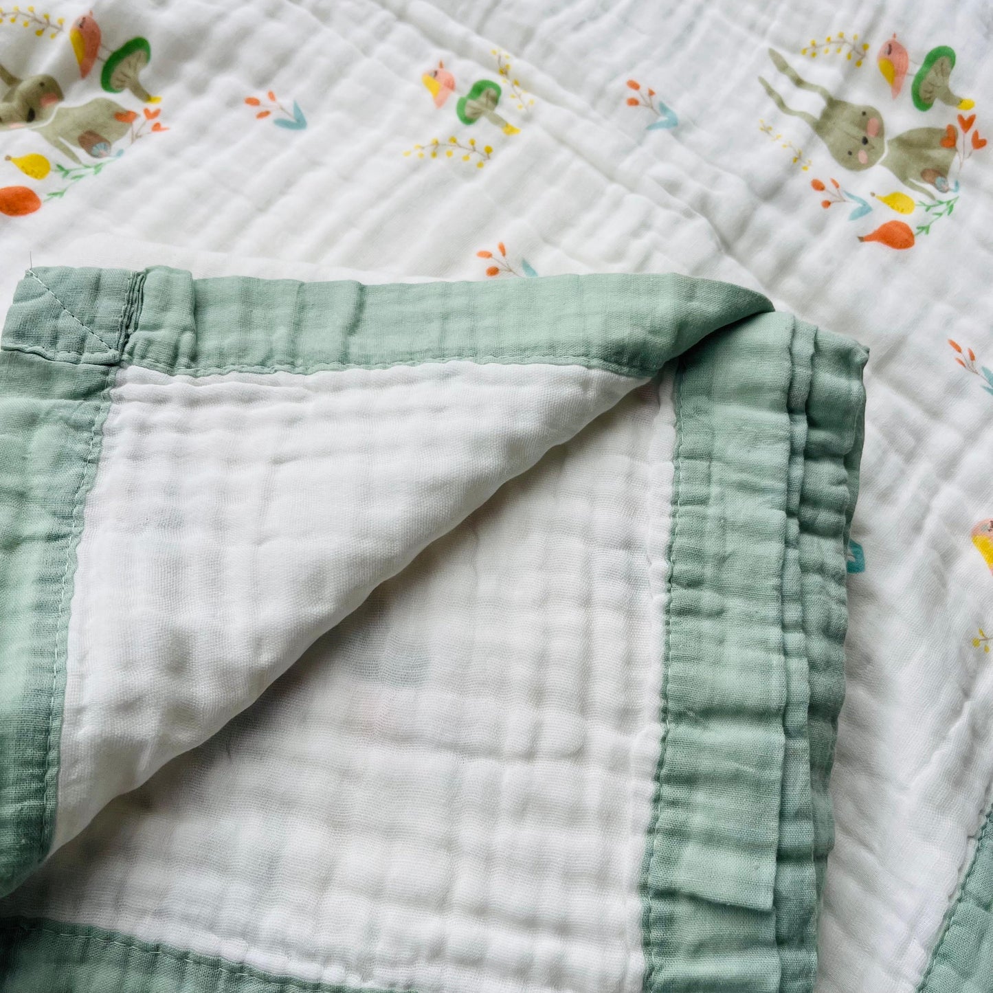 Baby Blanket | Organic Muslin Cotton - Multi-Layered | Little Bunny