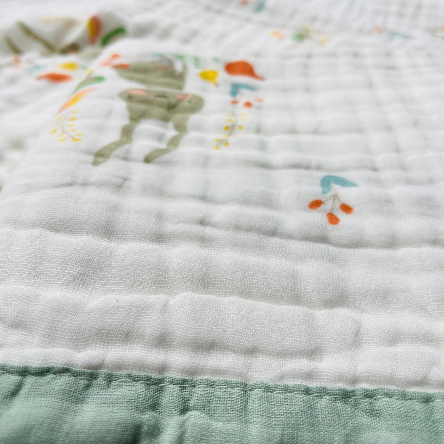 Baby Blanket | Organic Muslin Cotton - Multi-Layered | Little Bunny