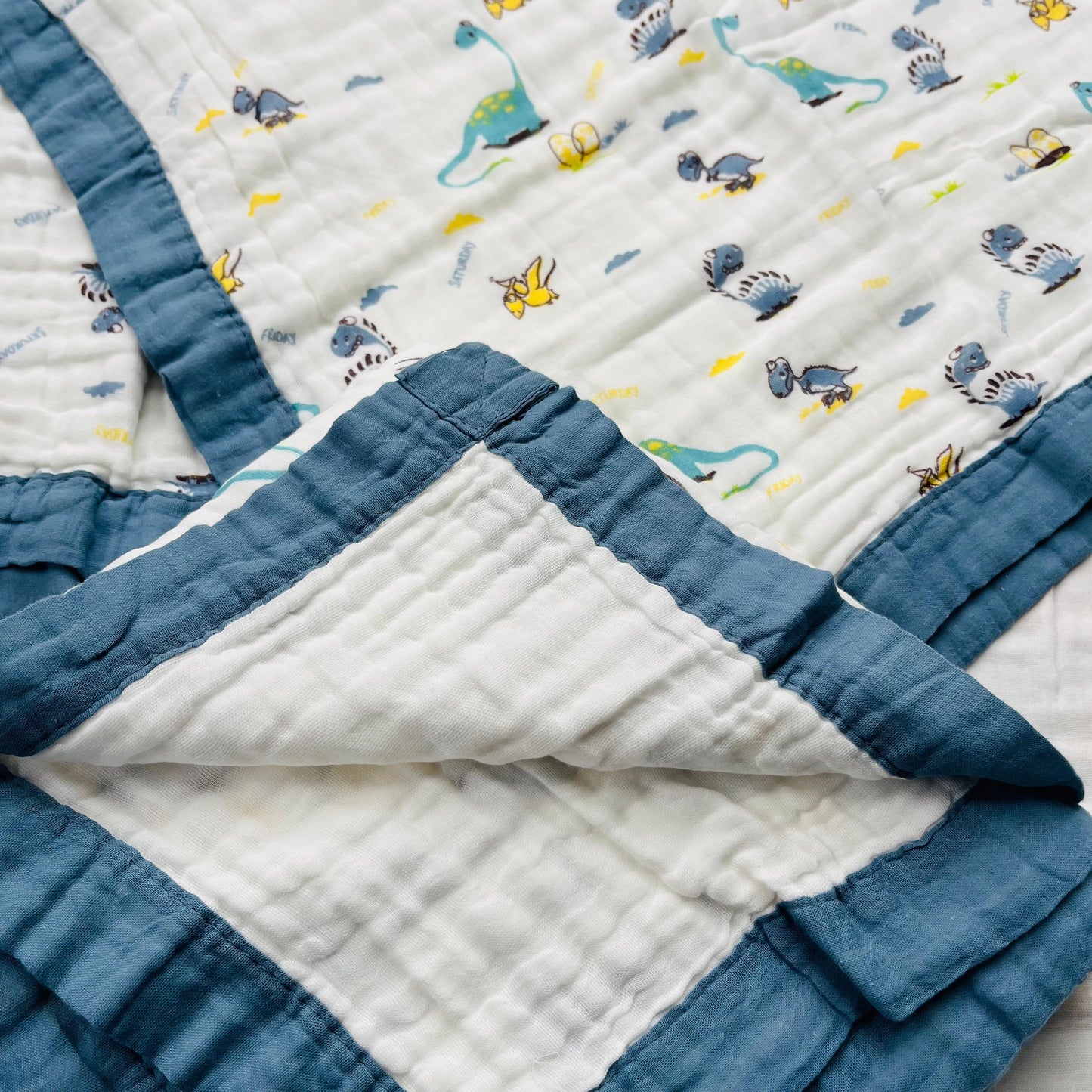 Baby Blanket | Organic Muslin Cotton - 6 -Layered | Dino Grey