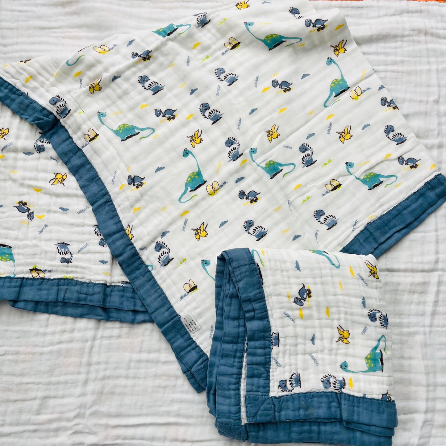 Baby Blanket | Organic Muslin Cotton - 6 -Layered | Dino Grey