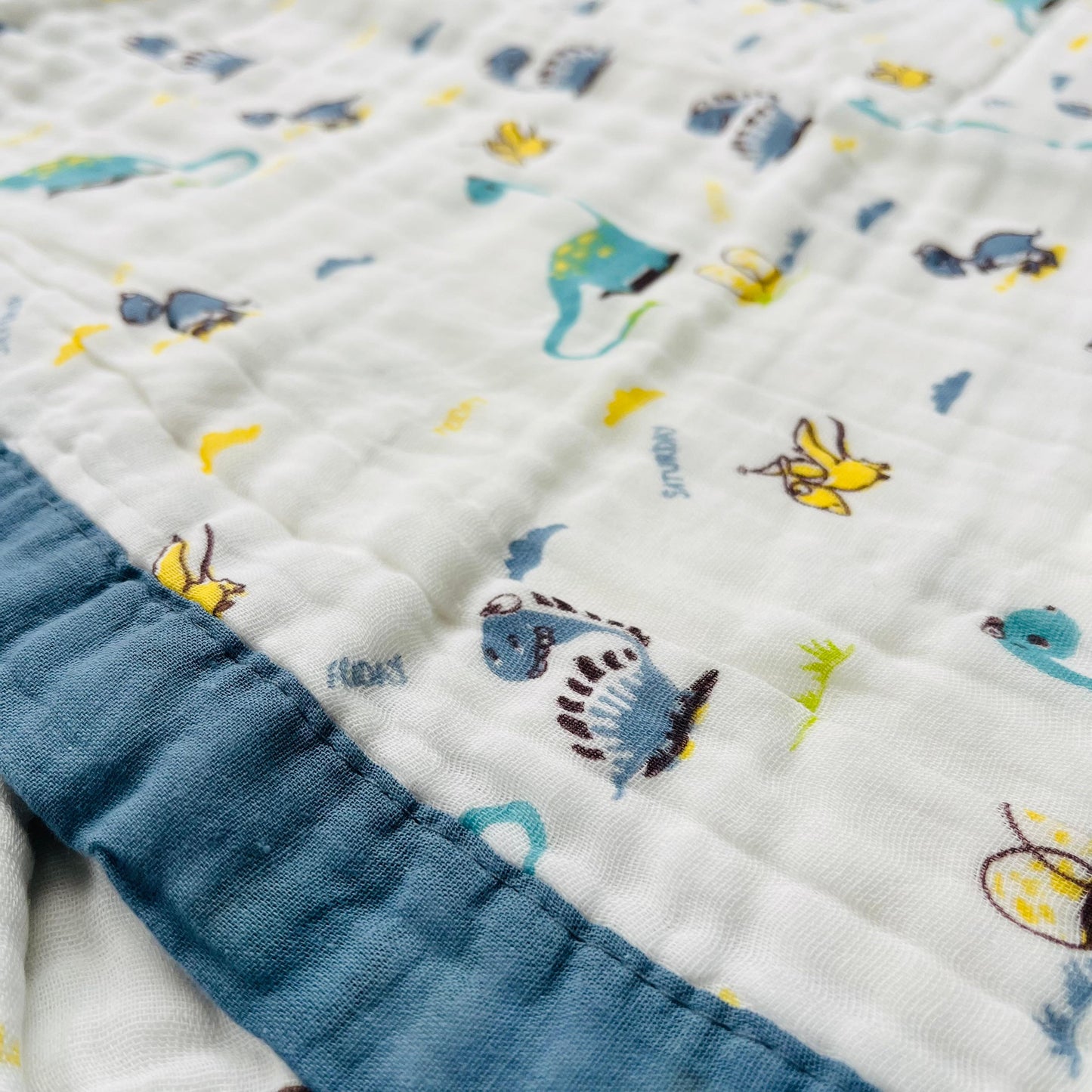 Baby Blanket | Organic Muslin Cotton - 6 -Layered | Dino Grey