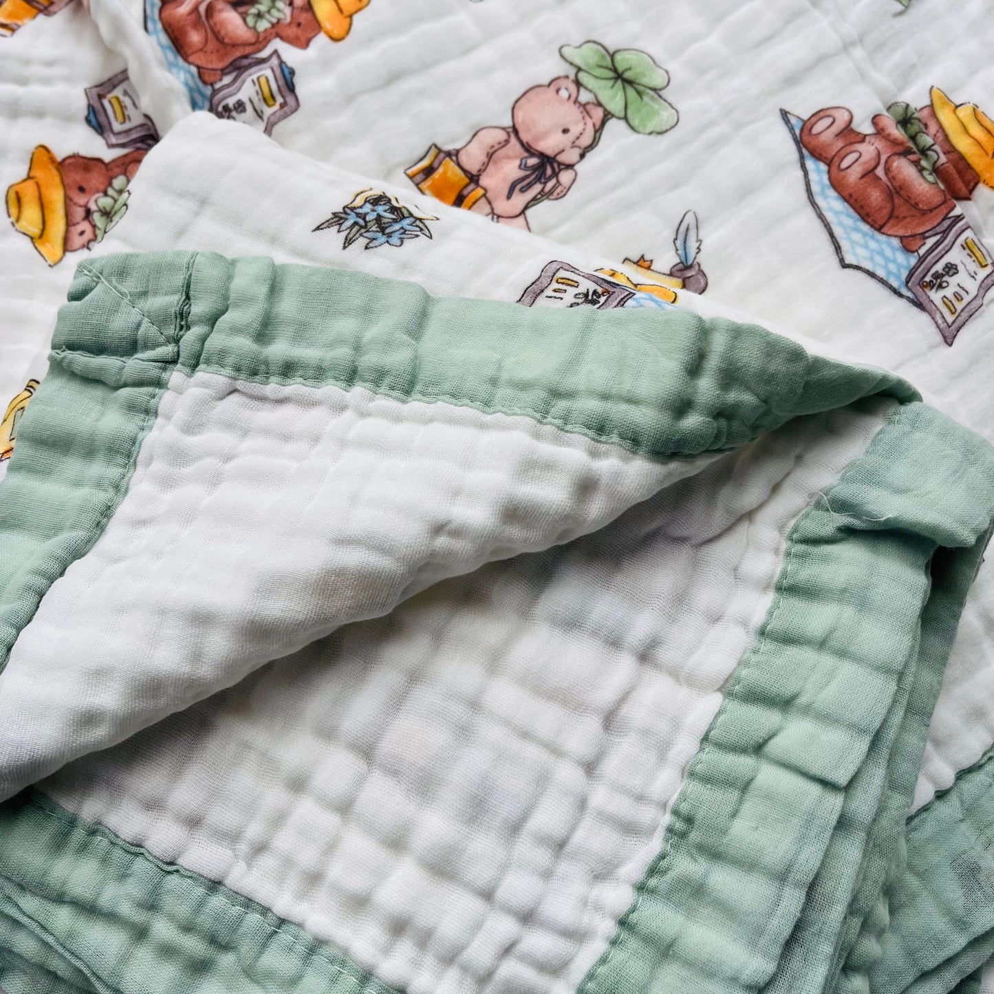 Baby Blanket | Organic Muslin Cotton - 6 -Layered | Office Bear
