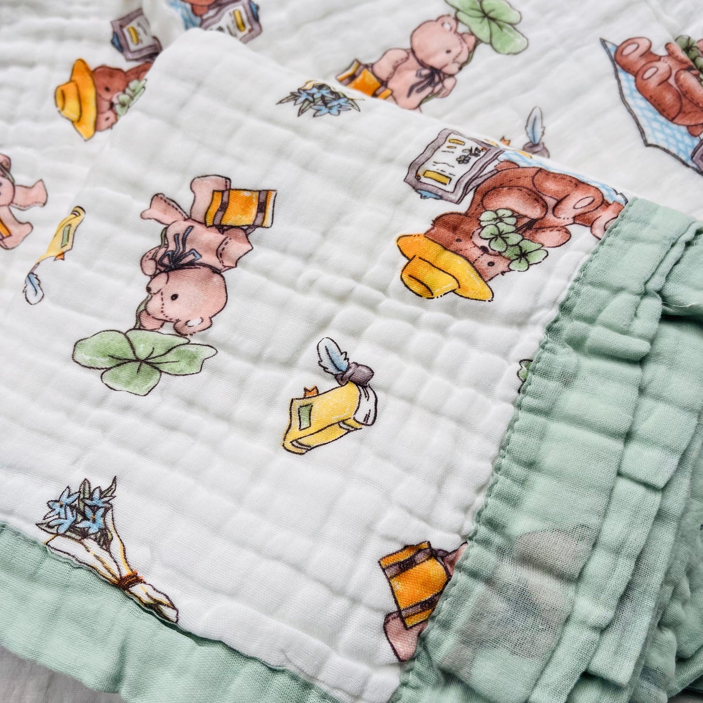 Baby Blanket | Organic Muslin Cotton - 6 -Layered | Office Bear