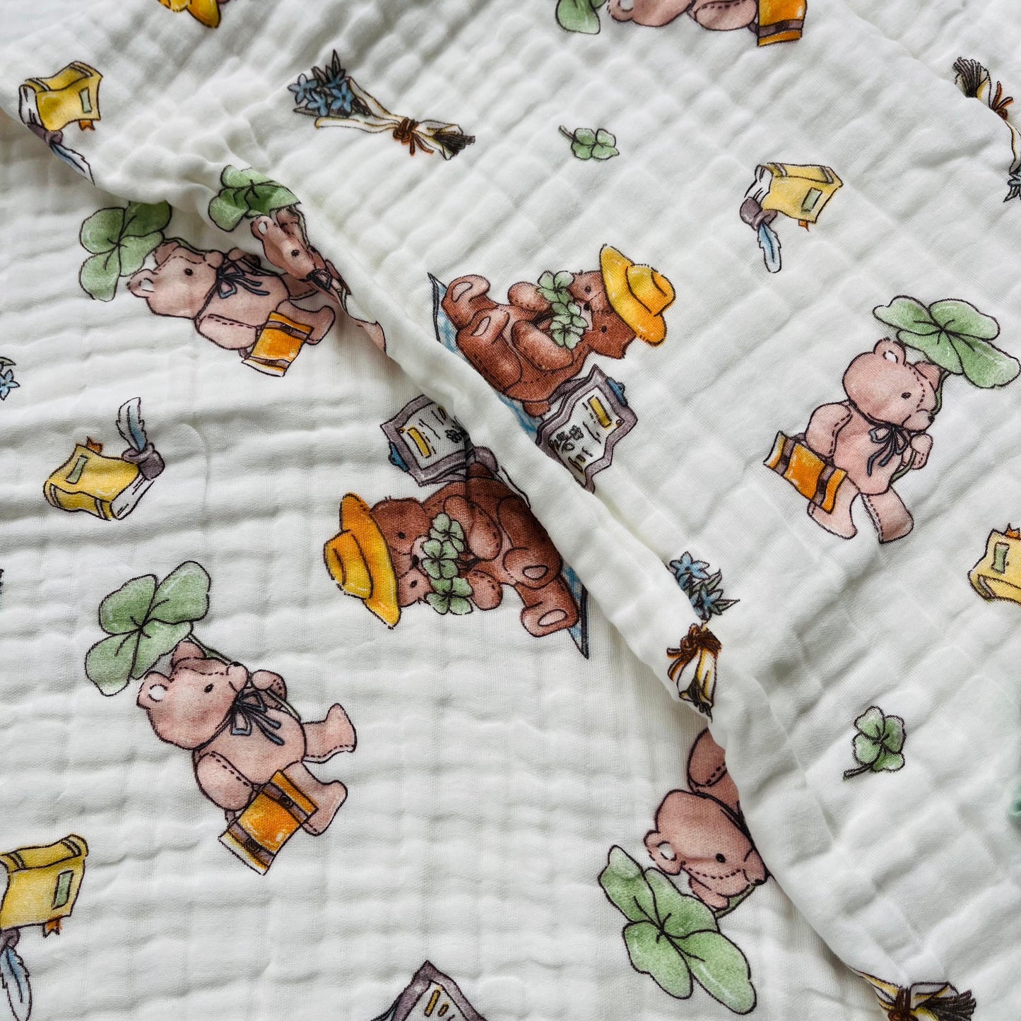 Baby Blanket | Organic Muslin Cotton - 6 -Layered | Office Bear