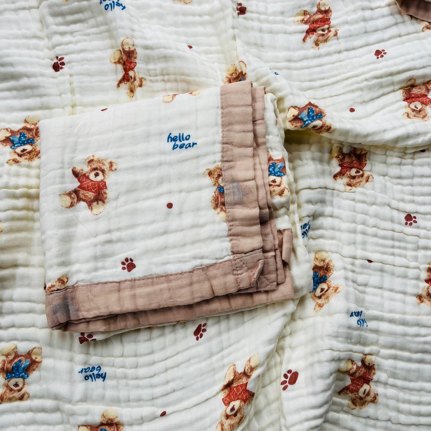 Baby Blanket | Organic Muslin Cotton - 6 -Layered | Baby Bear
