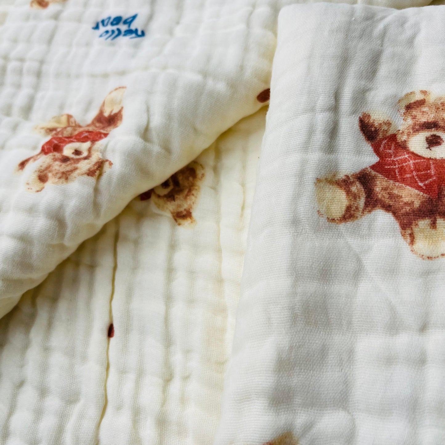 Baby Blanket | Organic Muslin Cotton - 6 -Layered | Baby Bear