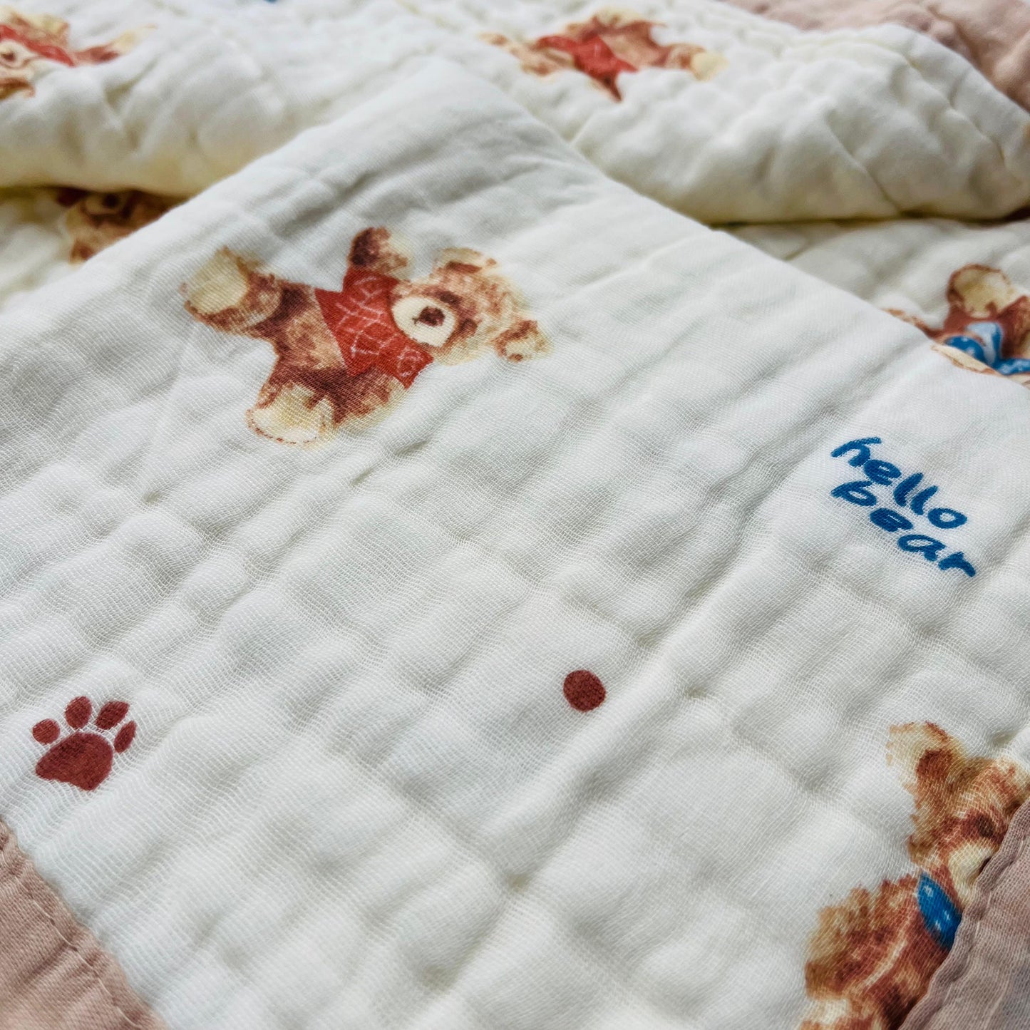 Baby Blanket | Organic Muslin Cotton - 6 -Layered | Baby Bear