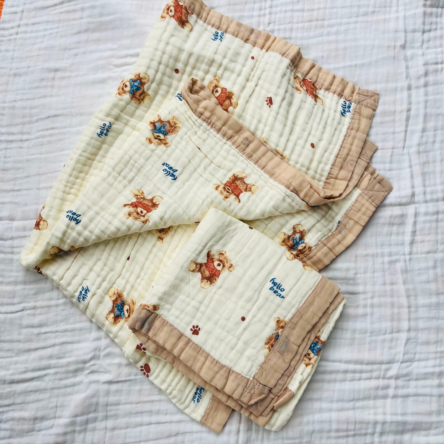 Baby Blanket | Organic Muslin Cotton - 6 -Layered | Baby Bear
