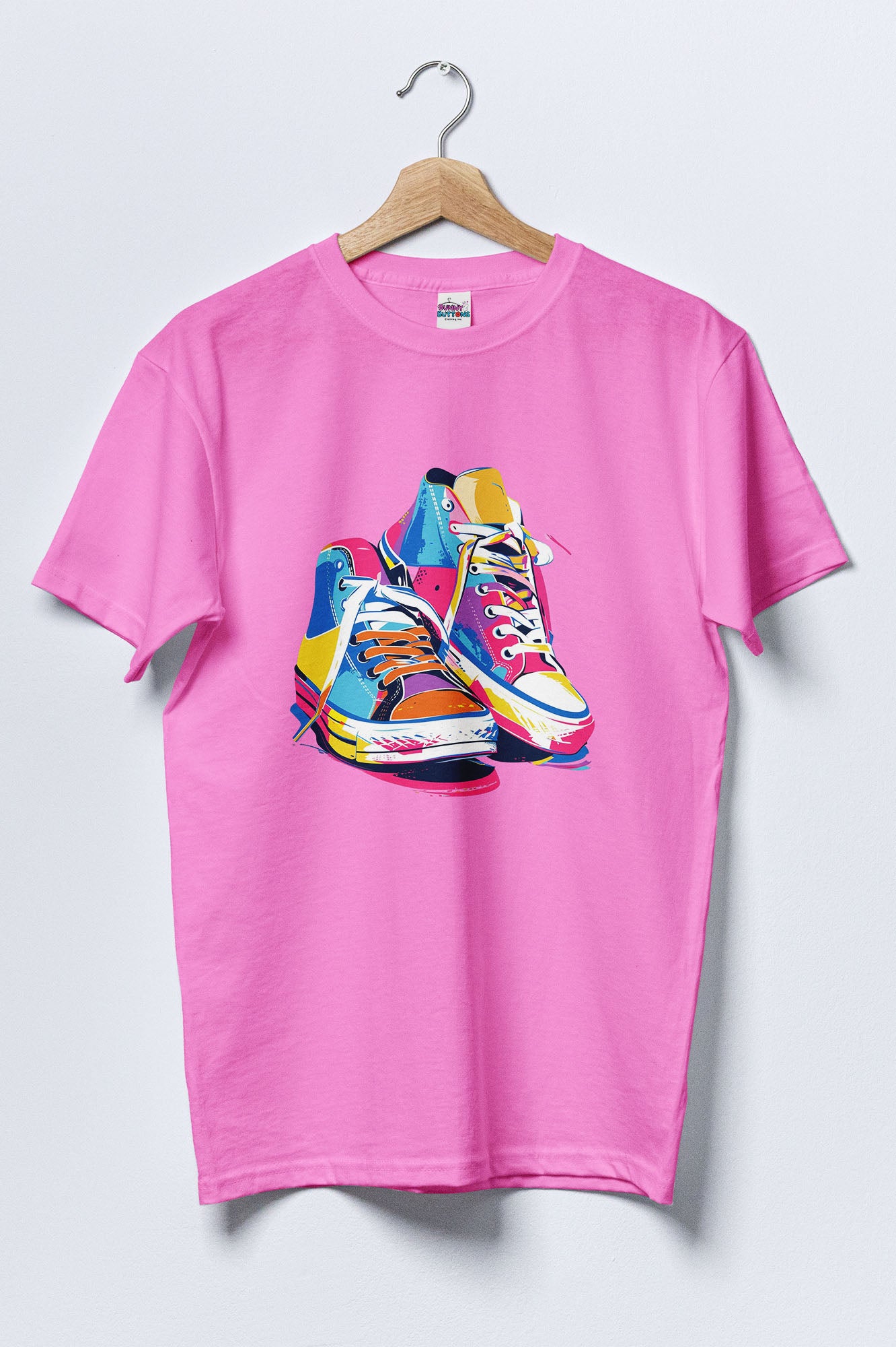 Women Cotton T-Shirt - Sneakers Colourful