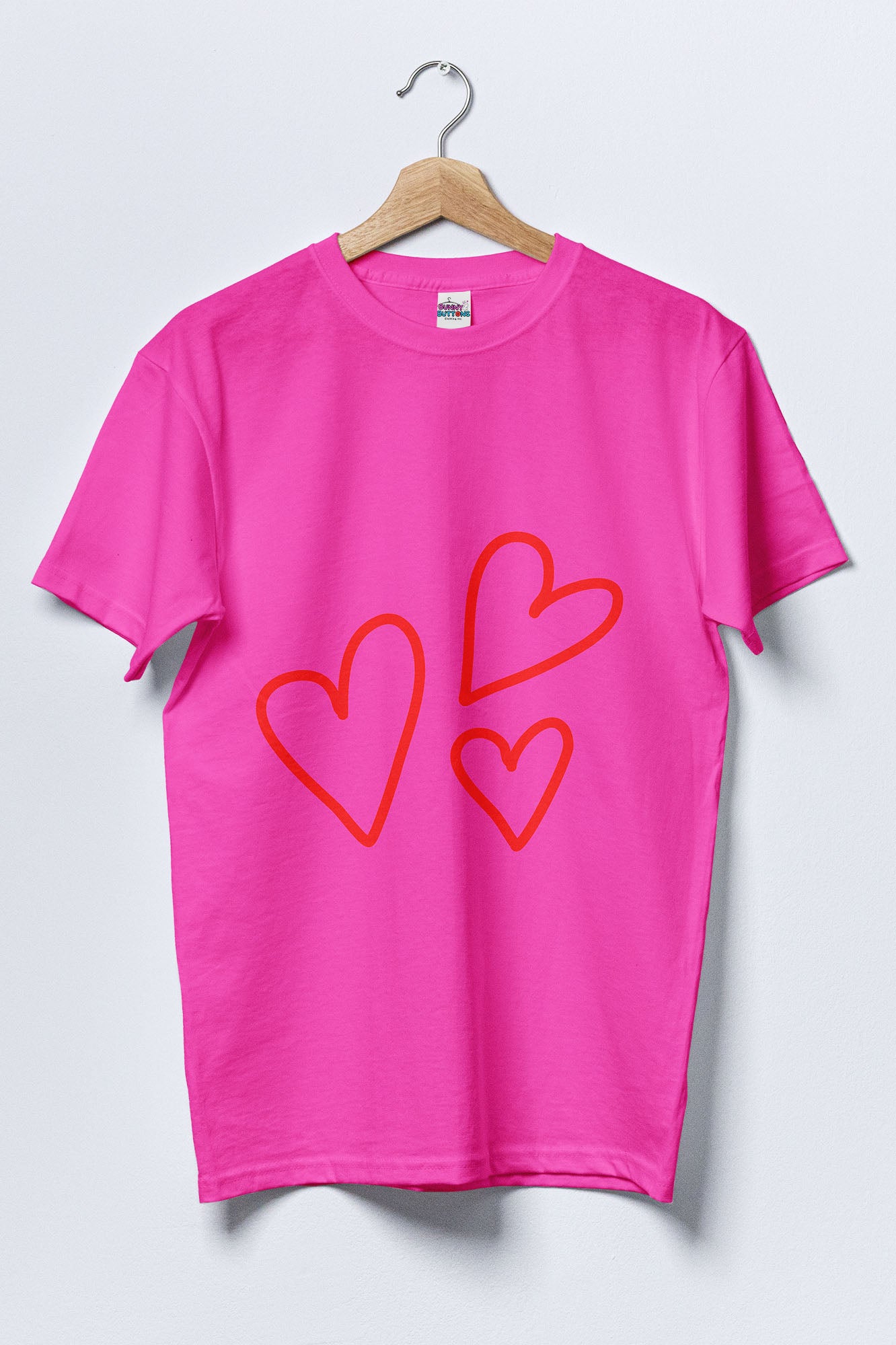 Women Cotton T-Shirt - Red Hearts