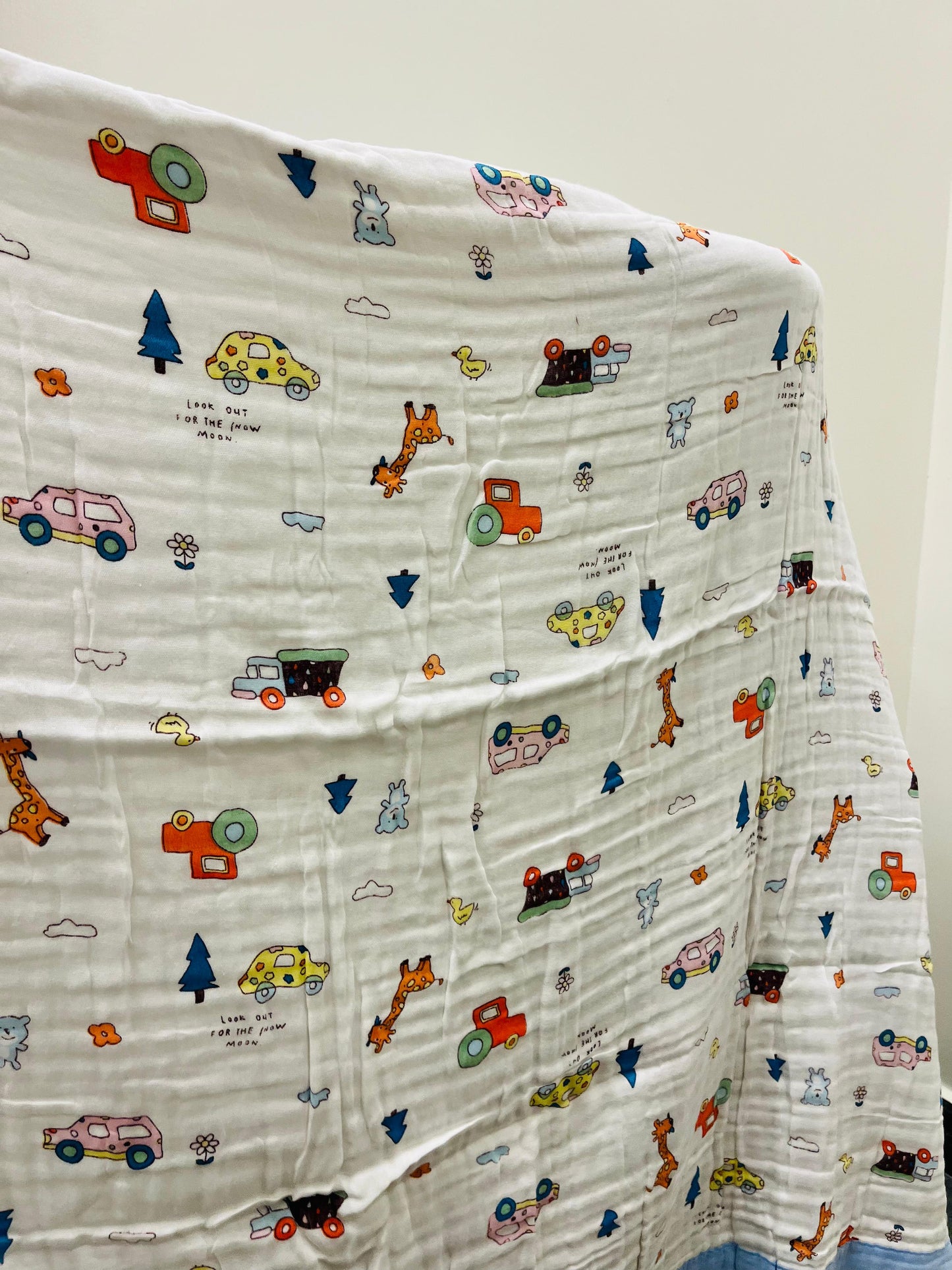 Baby Blanket | Organic Muslin Cotton - 6 Layered | Cars and Trucks