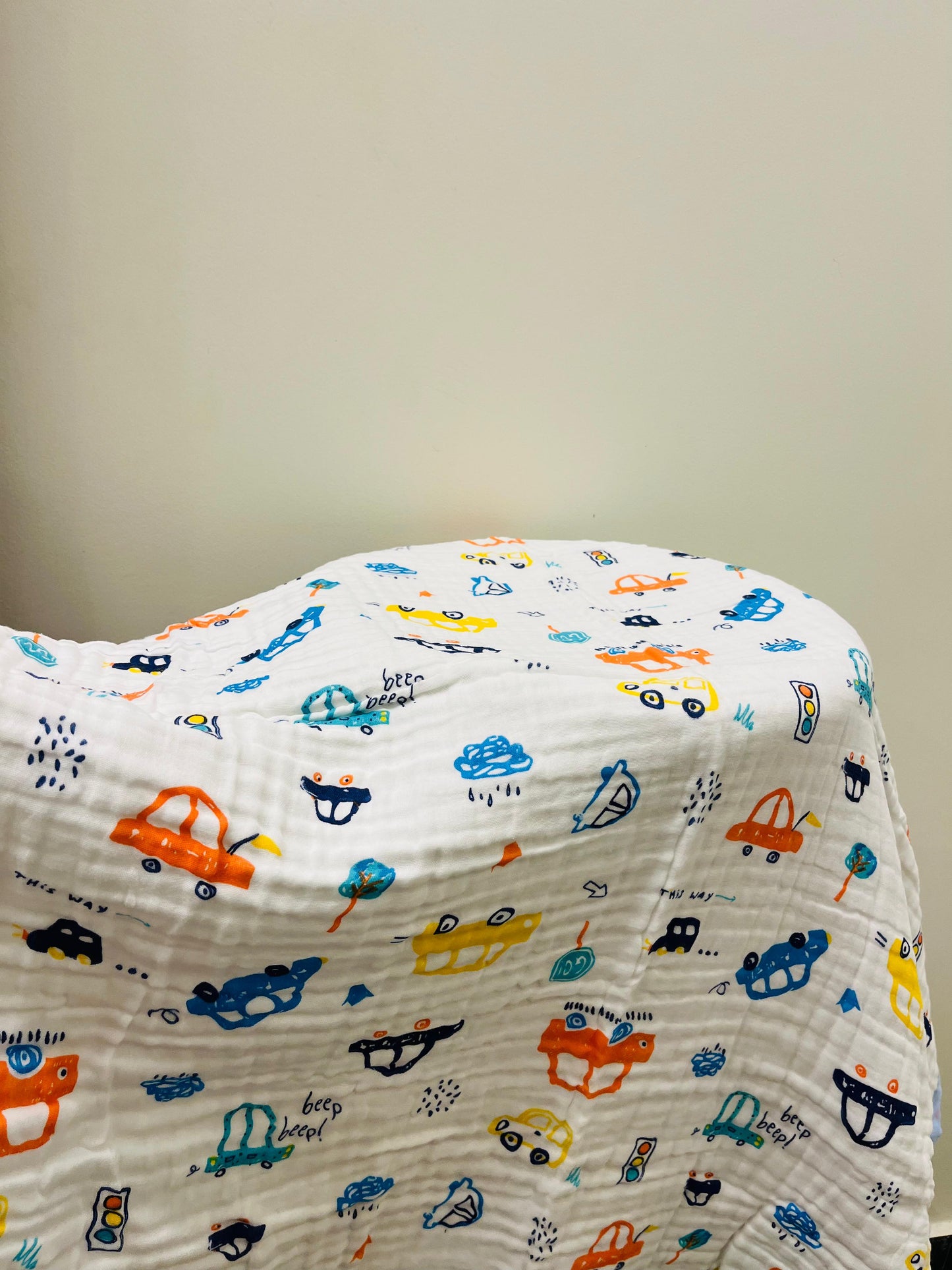 Baby Blanket | Organic Muslin Cotton - 6 Layered | Cars and Trucks