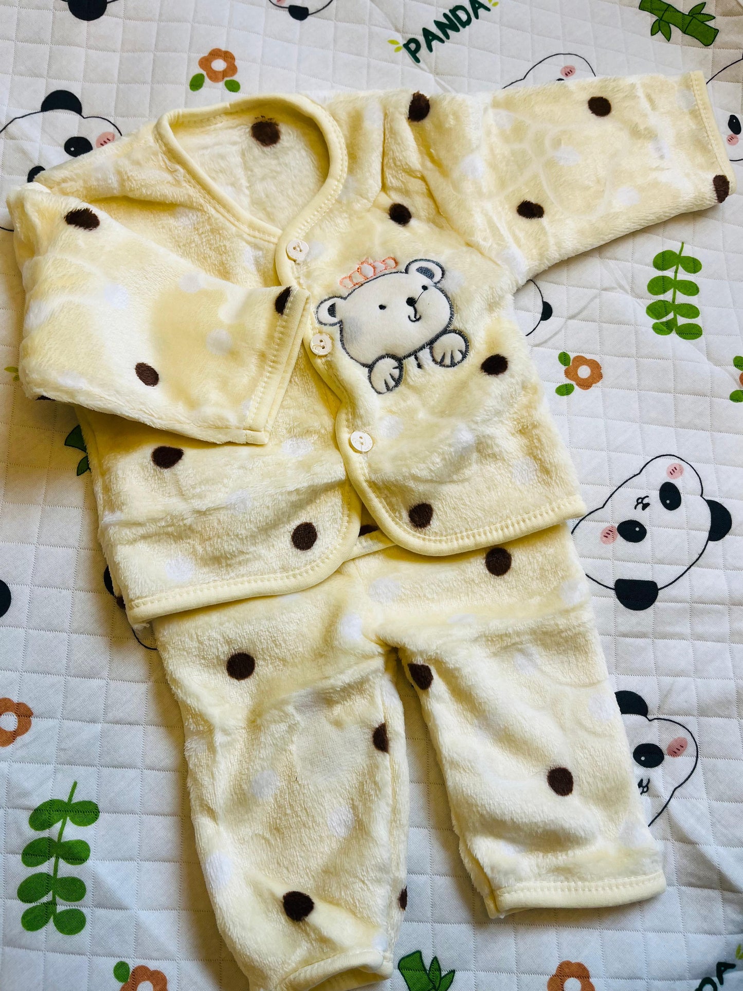 Soft Full Suit | Full Sleeve with Full Pants - Winter Suit | Yellow Polka | 3 Months - 15 Months