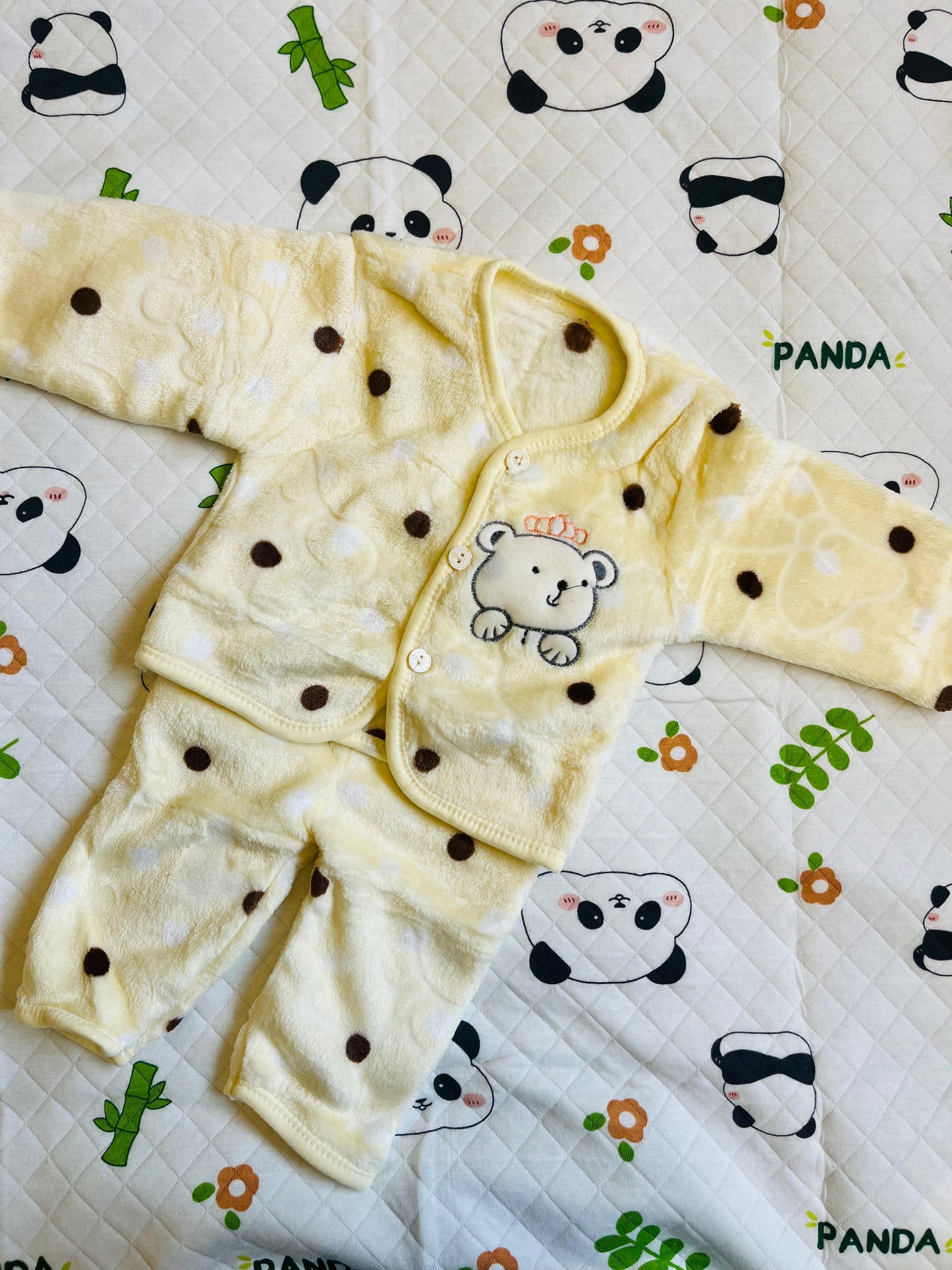 Soft Full Suit | Full Sleeve with Full Pants - Winter Suit | Yellow Polka | 3 Months - 15 Months