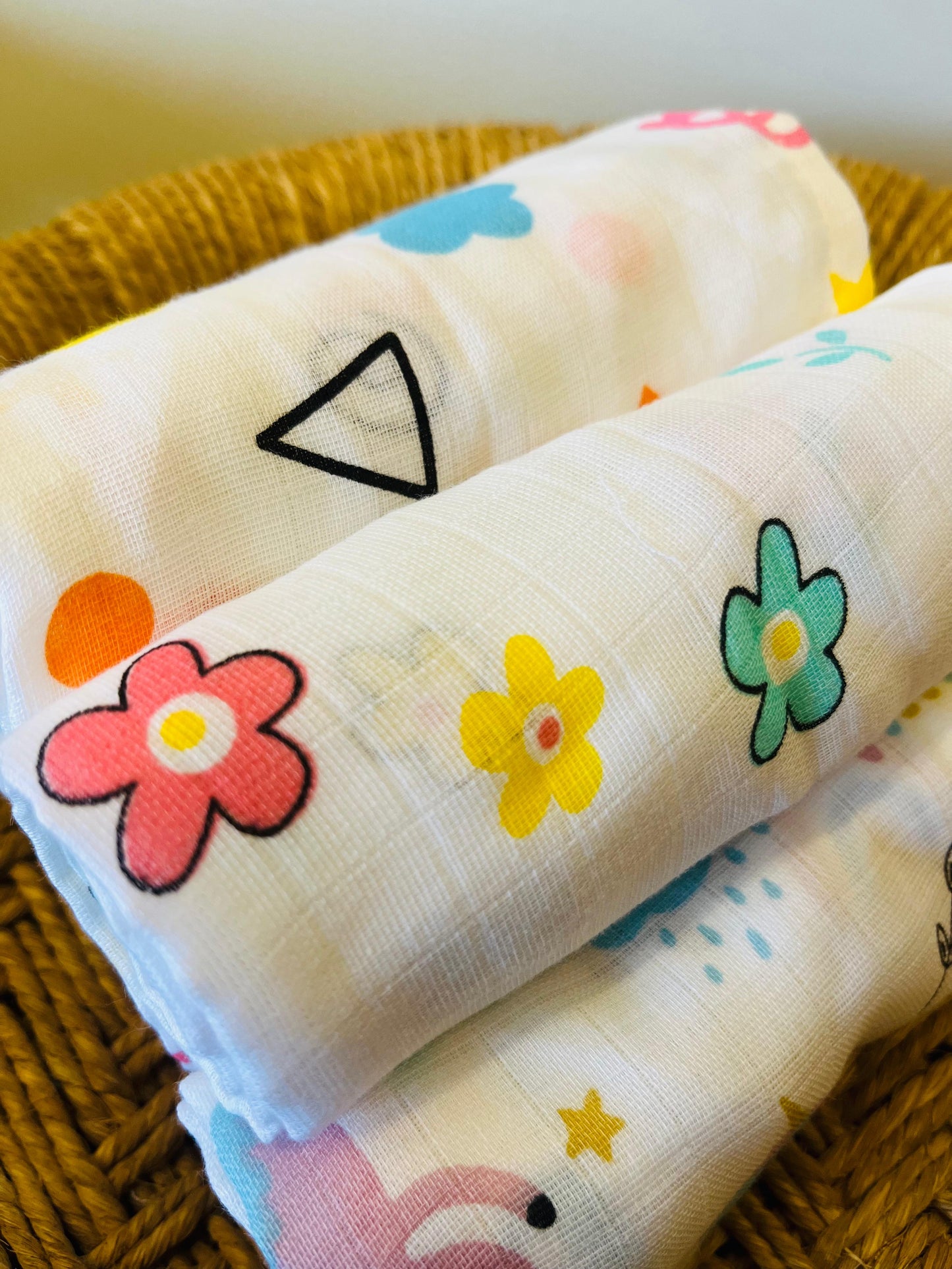 Organic Muslin Cotton Baby Towel | Set of 3 | Daisy Combo - 90 x 45 Cms