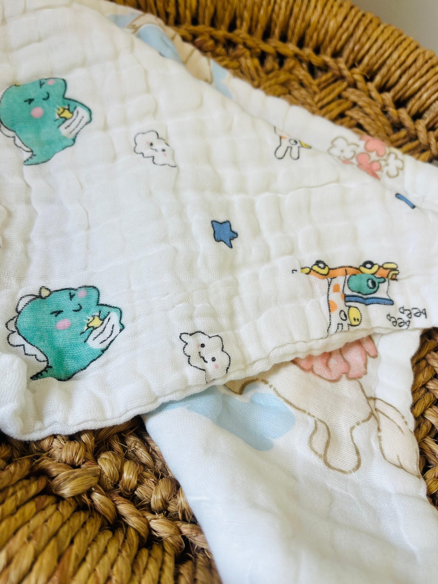 Organic Muslin Cotton Baby Nappy/Burp Cloth (Set of 2) Multi-Layered | 30x30 Cms
