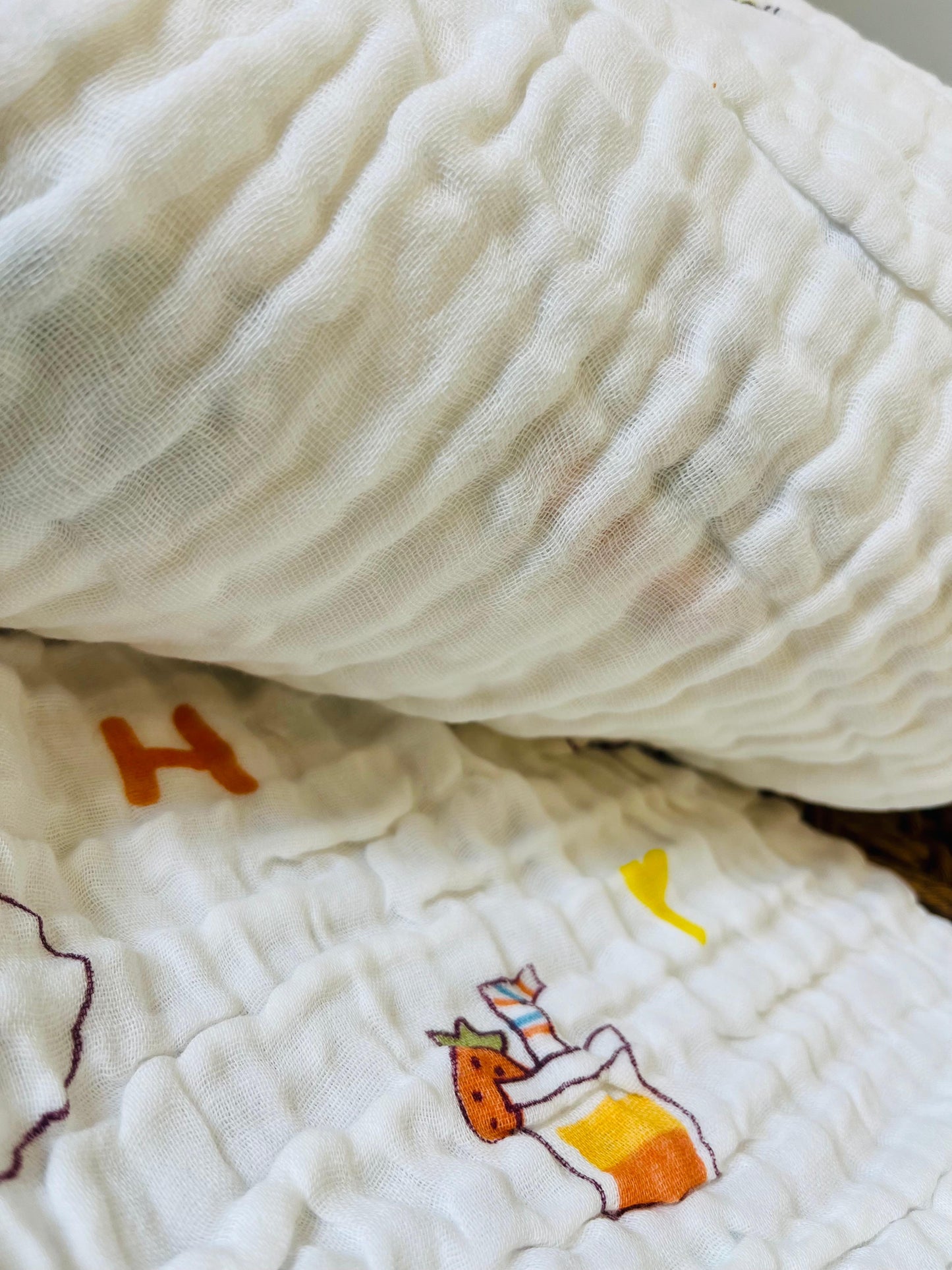 Organic Muslin Cotton Baby Nappy/Burp Cloth (Set of 2) Multi-Layered | 30x30 Cms