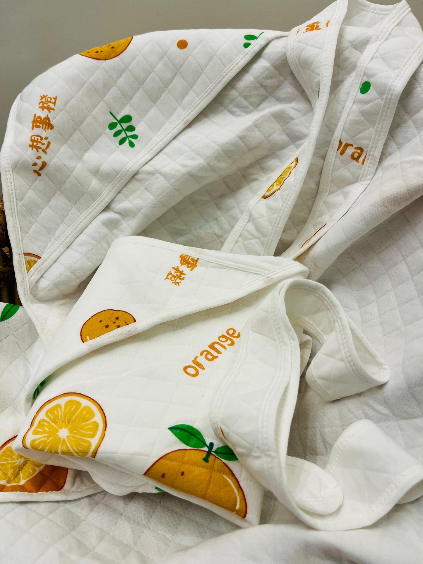 Eco - Muslin Cotton Hooded Blanket cum Towel | Cute Orange | (0 Months to 30 Months)