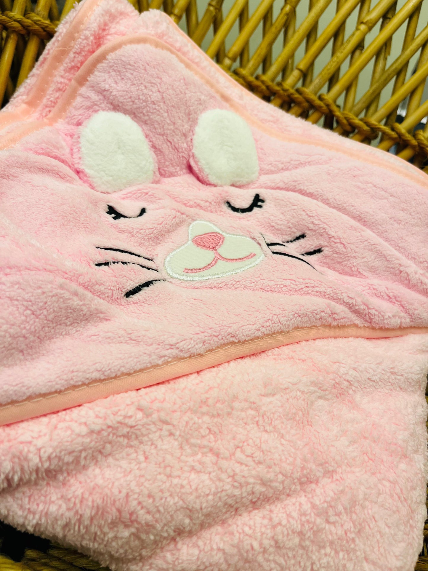 Soft Pink | Microfibre Cotton Cap Towel | Cozy | Skin-Friendly | (0 Months to 24 Months)