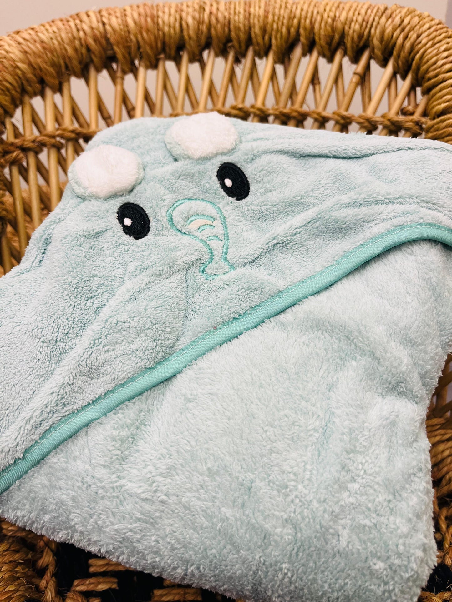 Green Elephant | Microfibre Cotton Cap Towel | Cozy | Skin-Friendly | (0 Months to 24 Months)