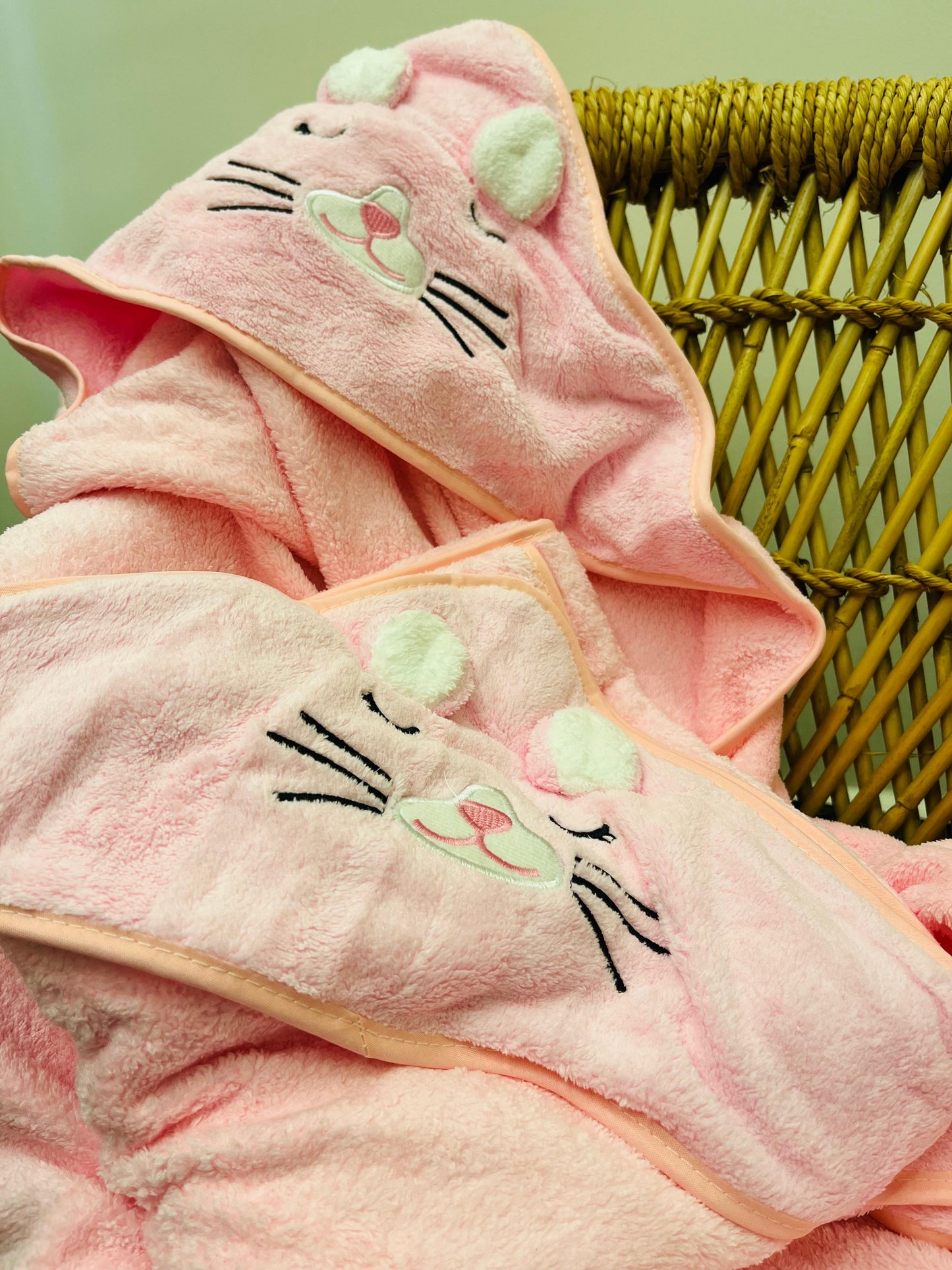 Soft Pink | Microfibre Cotton Cap Towel | Cozy | Skin-Friendly | (0 Months to 24 Months)