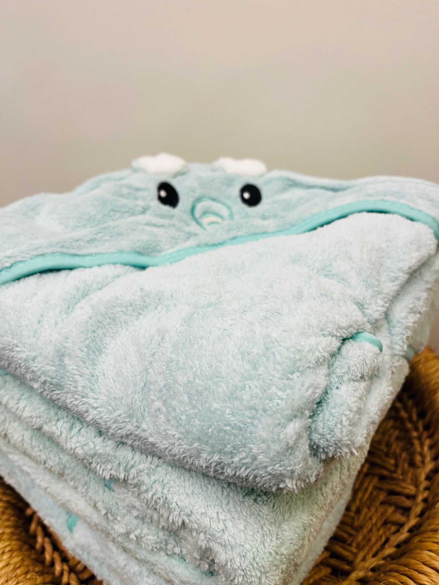 Green Elephant | Microfibre Cotton Cap Towel | Cozy | Skin-Friendly | (0 Months to 24 Months)
