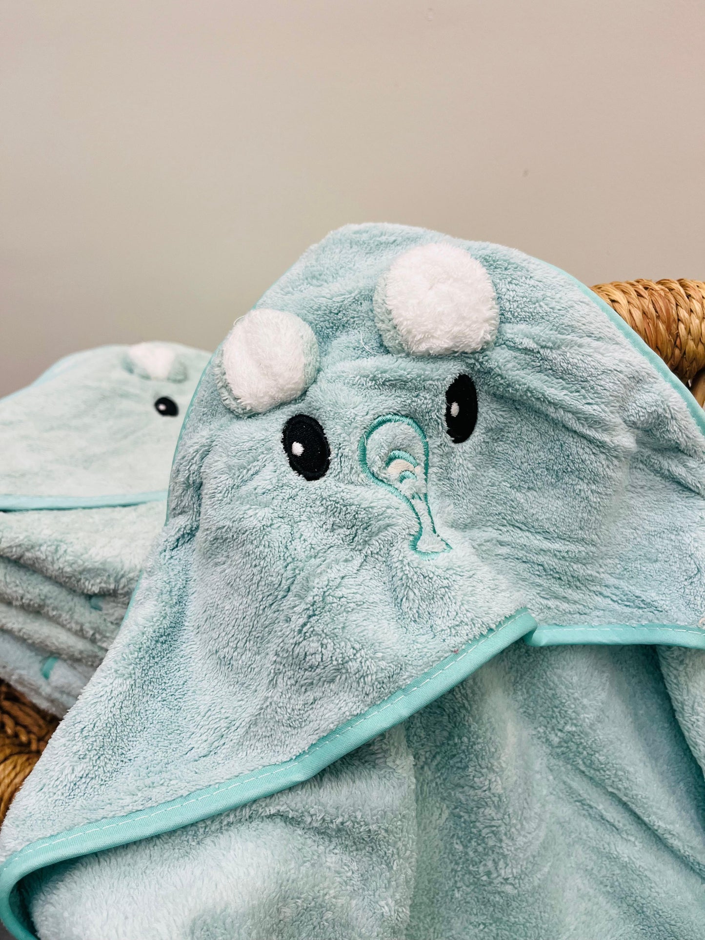 Green Elephant | Microfibre Cotton Cap Towel | Cozy | Skin-Friendly | (0 Months to 24 Months)