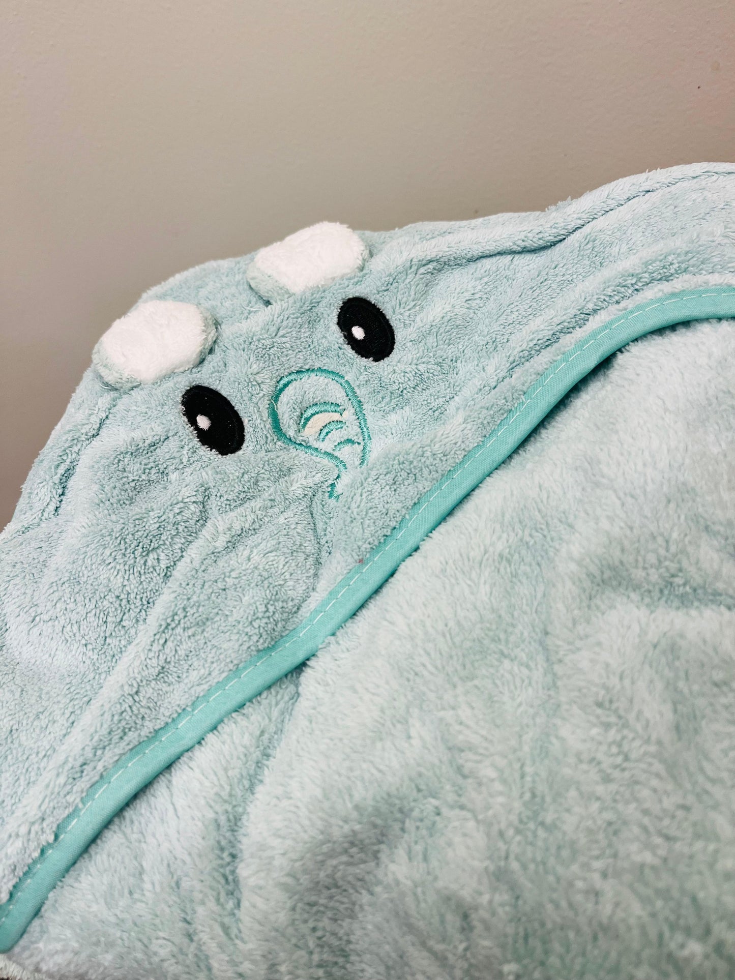 Green Elephant | Microfibre Cotton Cap Towel | Cozy | Skin-Friendly | (0 Months to 24 Months)