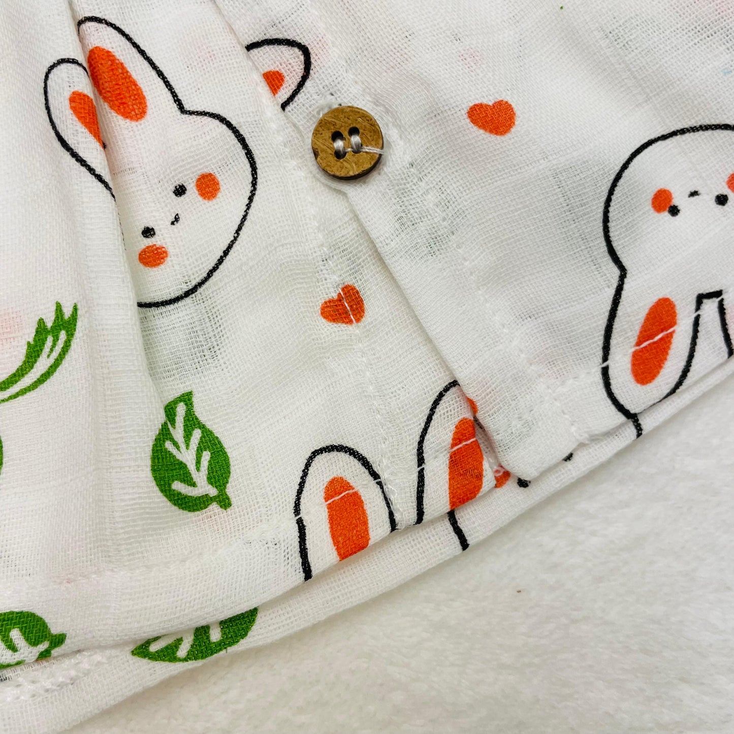 Frock | Pure Muslin | Button Type | 3 Months - 24 Months | Pure Muslin | Carrots & Bunnies