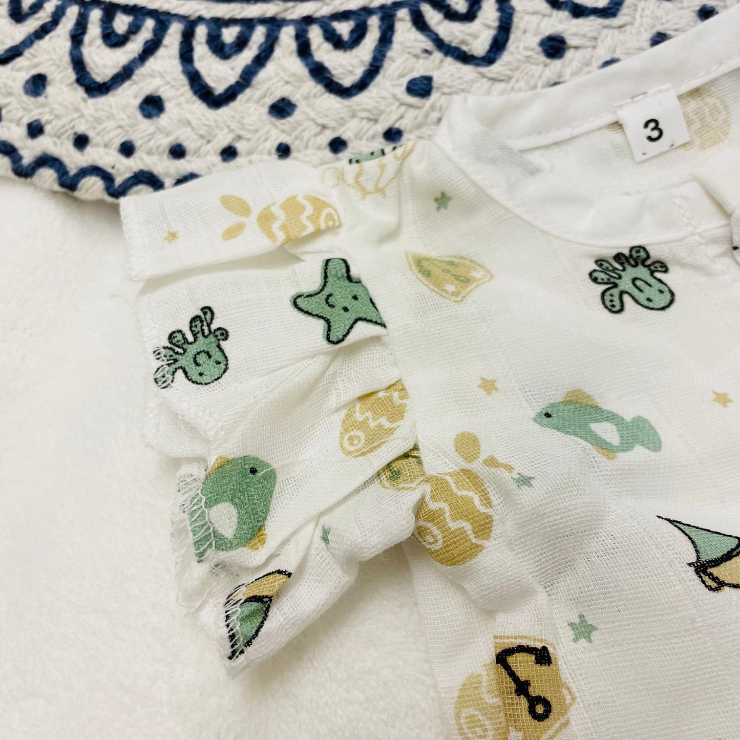 Frock | Pure Muslin | Button Type | 3 Months - 24 Months | Pure Muslin | Starfish & Boats