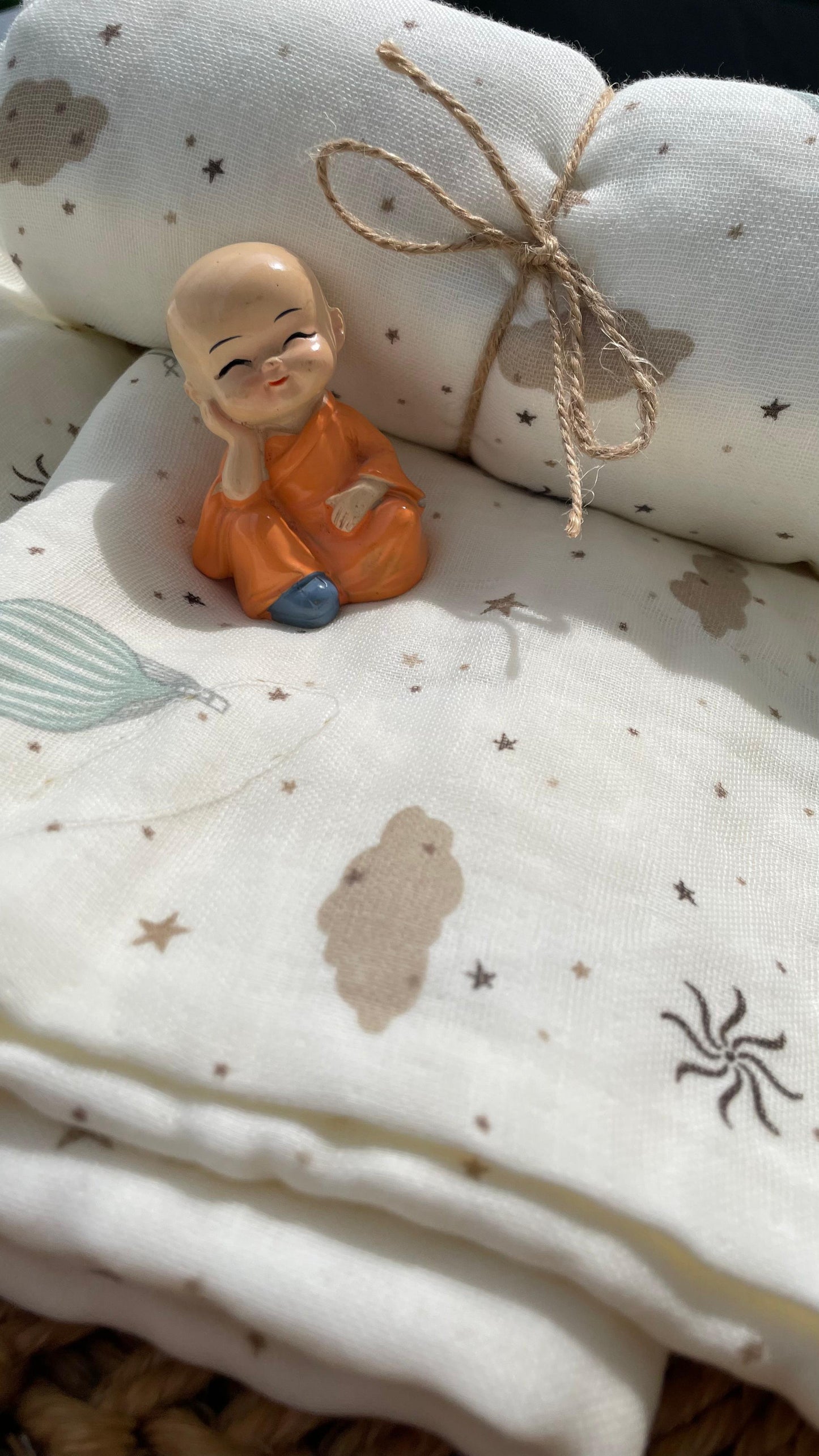 Premium Muslin Cotton Baby Swaddle cum Towel | 90 x 150 Cms | Beige Parachutes