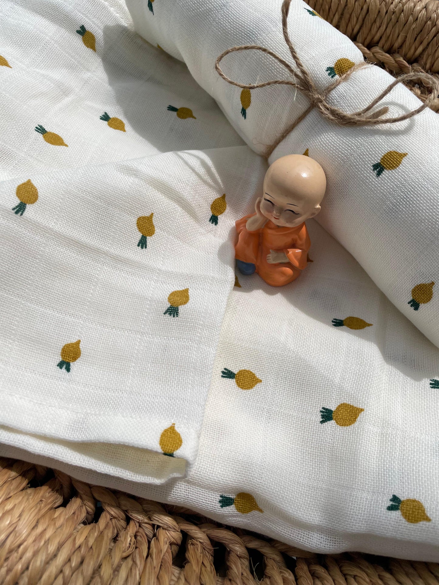 Premium Muslin Cotton Baby Swaddle cum Towel | 90 x 150 Cms | Little Pineapples
