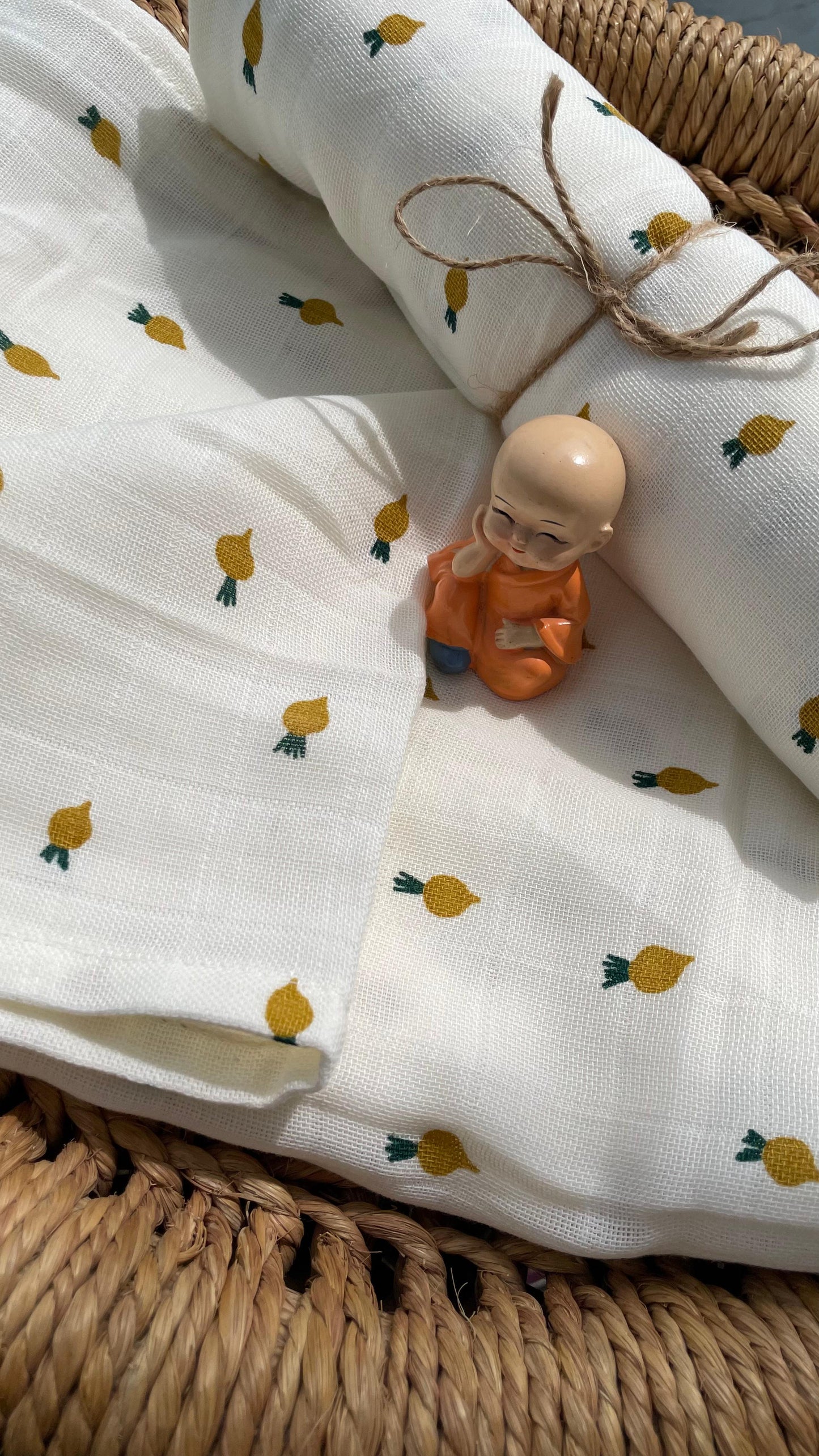 Premium Muslin Cotton Baby Swaddle cum Towel | 90 x 150 Cms | Little Pineapples